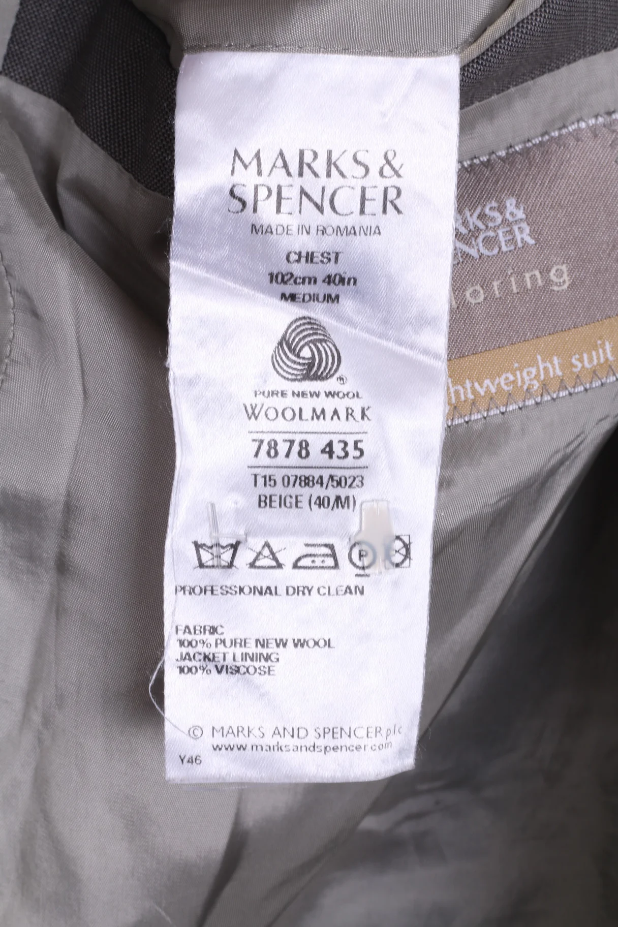 Marks & Spencer Mens 40 M Blazer Tailoring Lightweight Suit Single Breasted Grey - Image 5