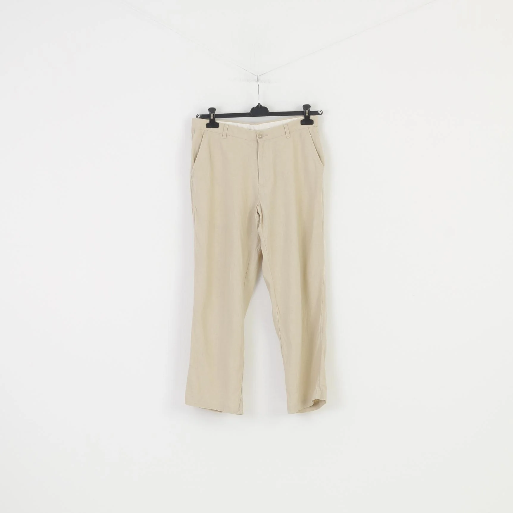 Marks&Spencer Woman 81cm 74cm Trousers Linen Cream Tailoring Elegant High Waist Top