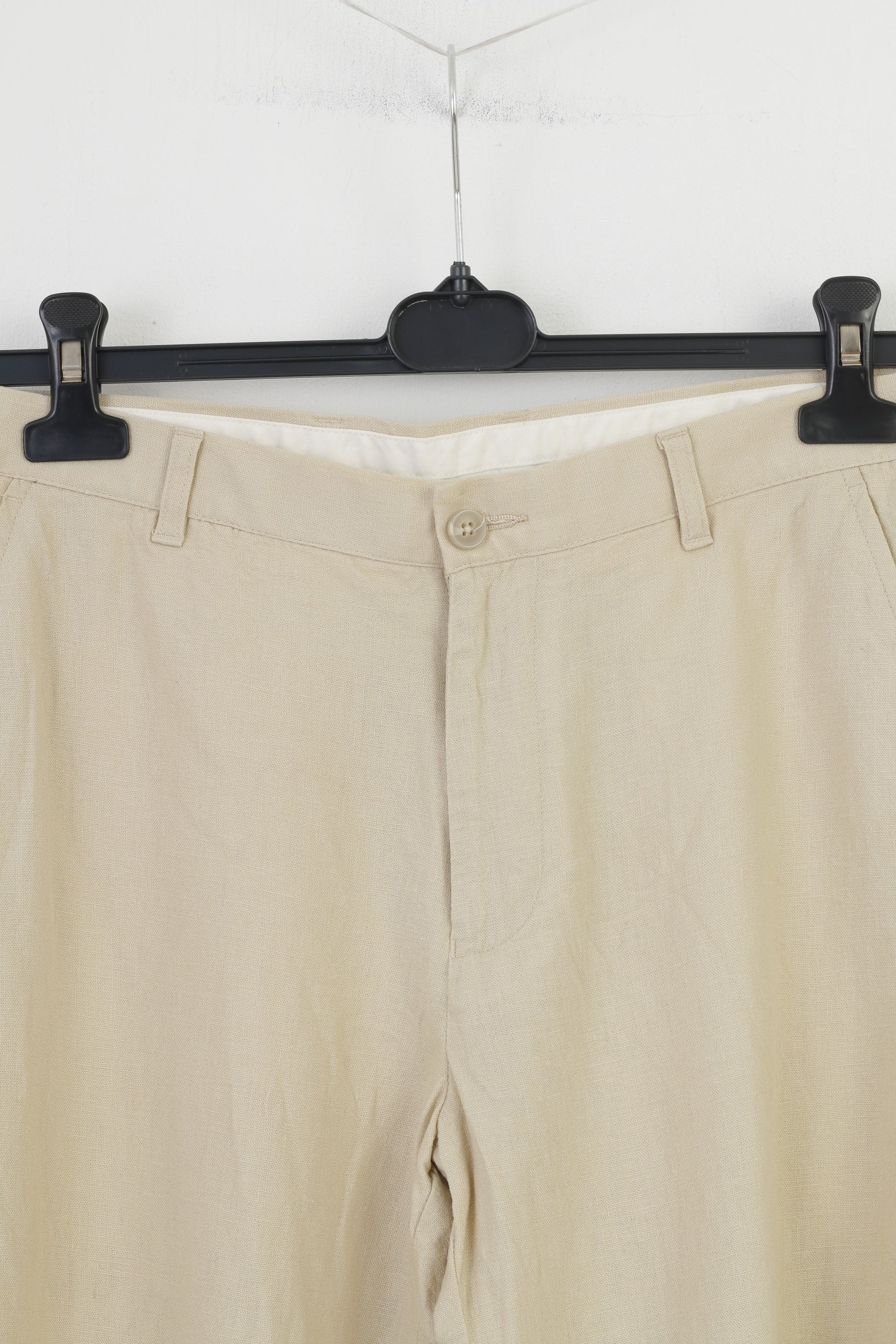 Marks&Spencer Woman 81cm 74cm Trousers Linen Cream Tailoring Elegant High Waist Top - Image 2