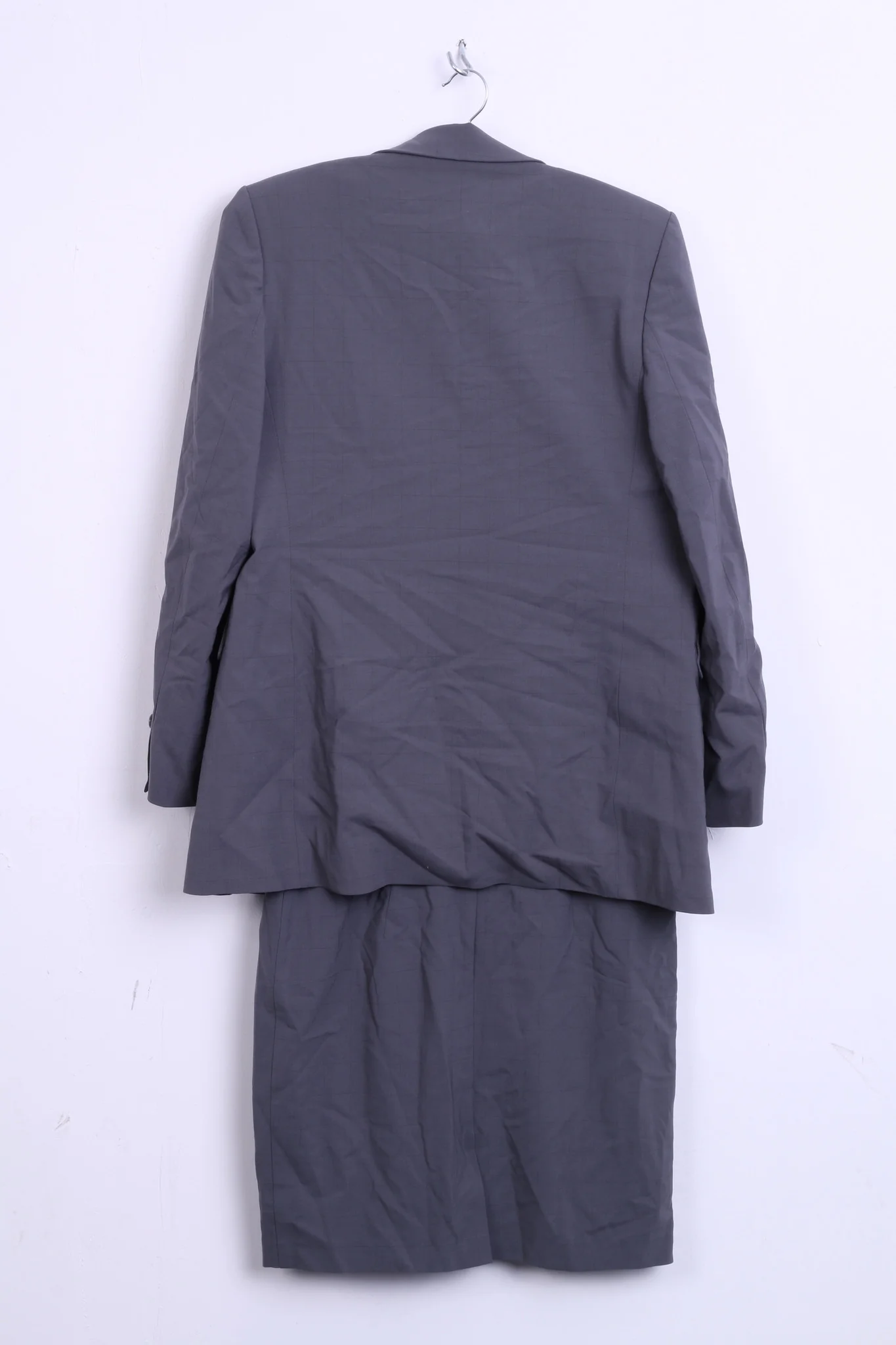 Marks & Spencer Womens 12 L Set Skirt and Blazer Grey Check Wool - Image 7