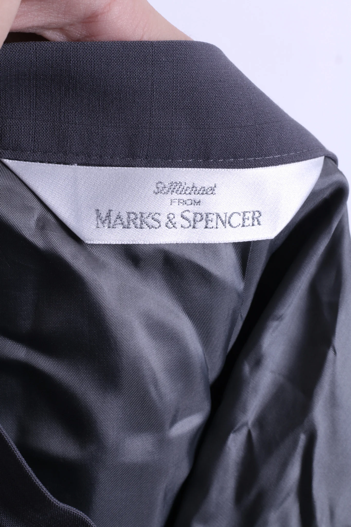 Marks & Spencer Womens 12 L Set Skirt and Blazer Grey Check Wool - Image 9