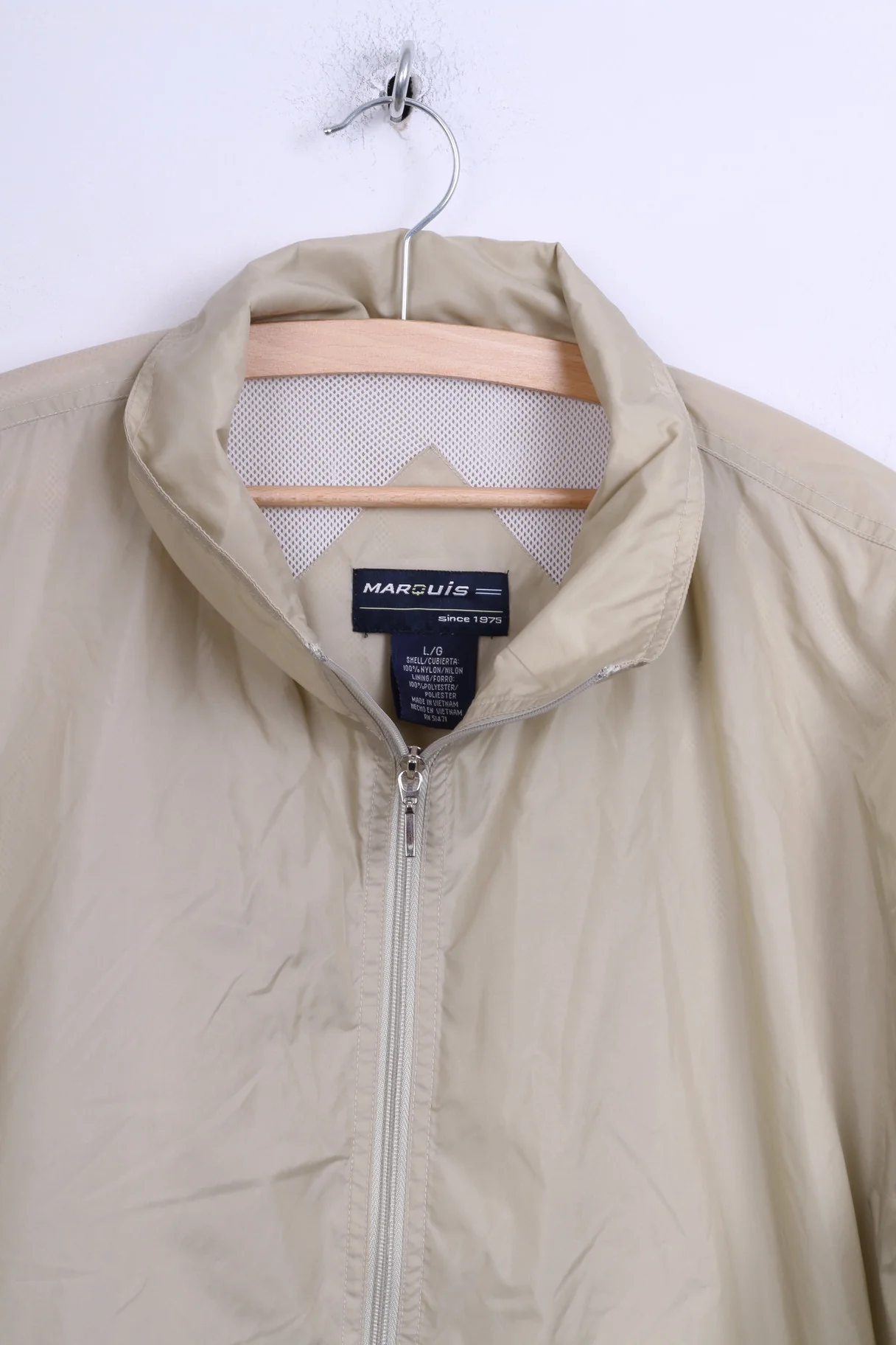 Marouis Mens L Jacket Nylon Waterproof Light Beige - Image 3