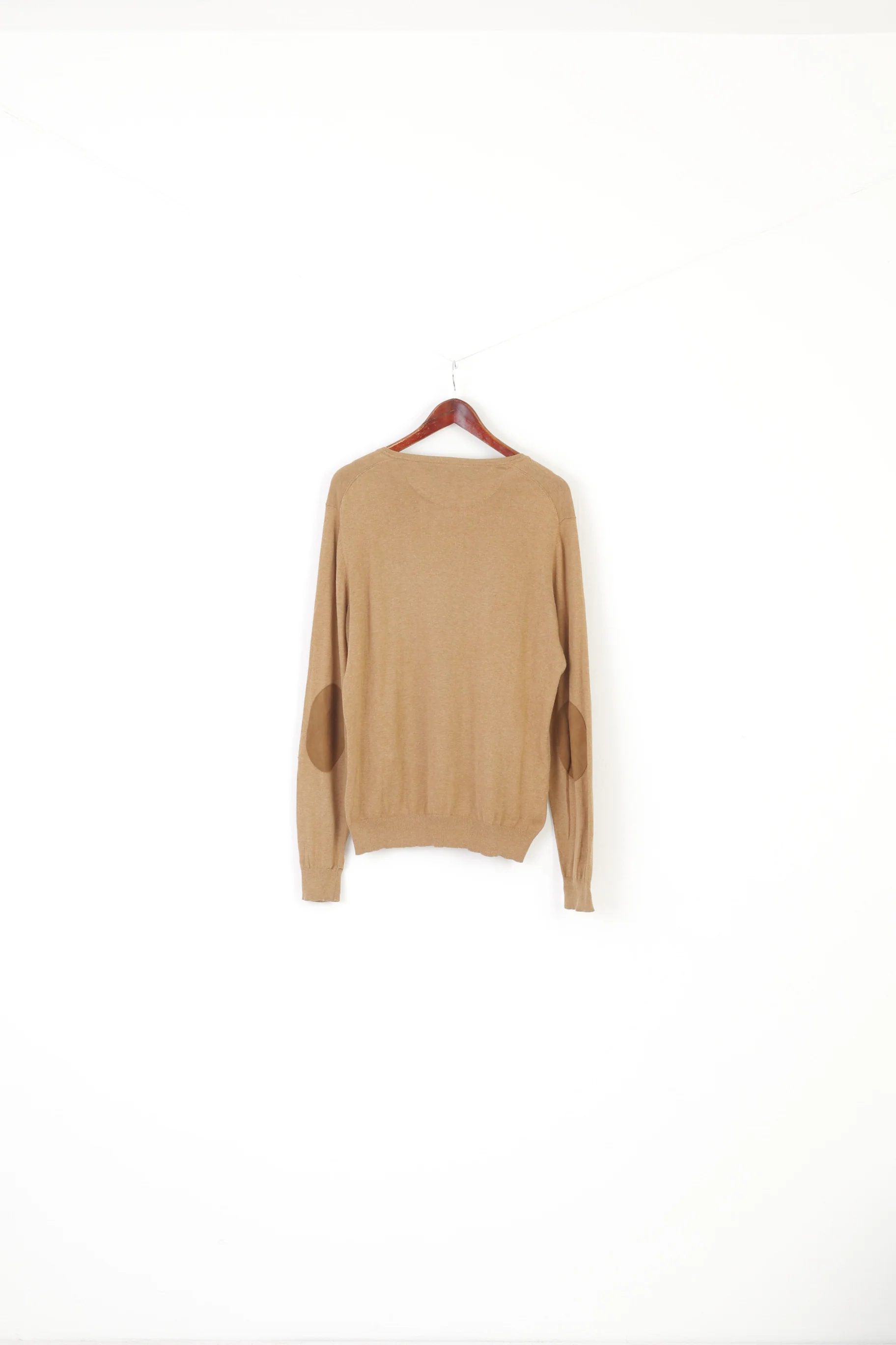 Massimo Dutti Men L Jumper Brown Soft Cotton Classic Vintage Logo Sweater - Image 3