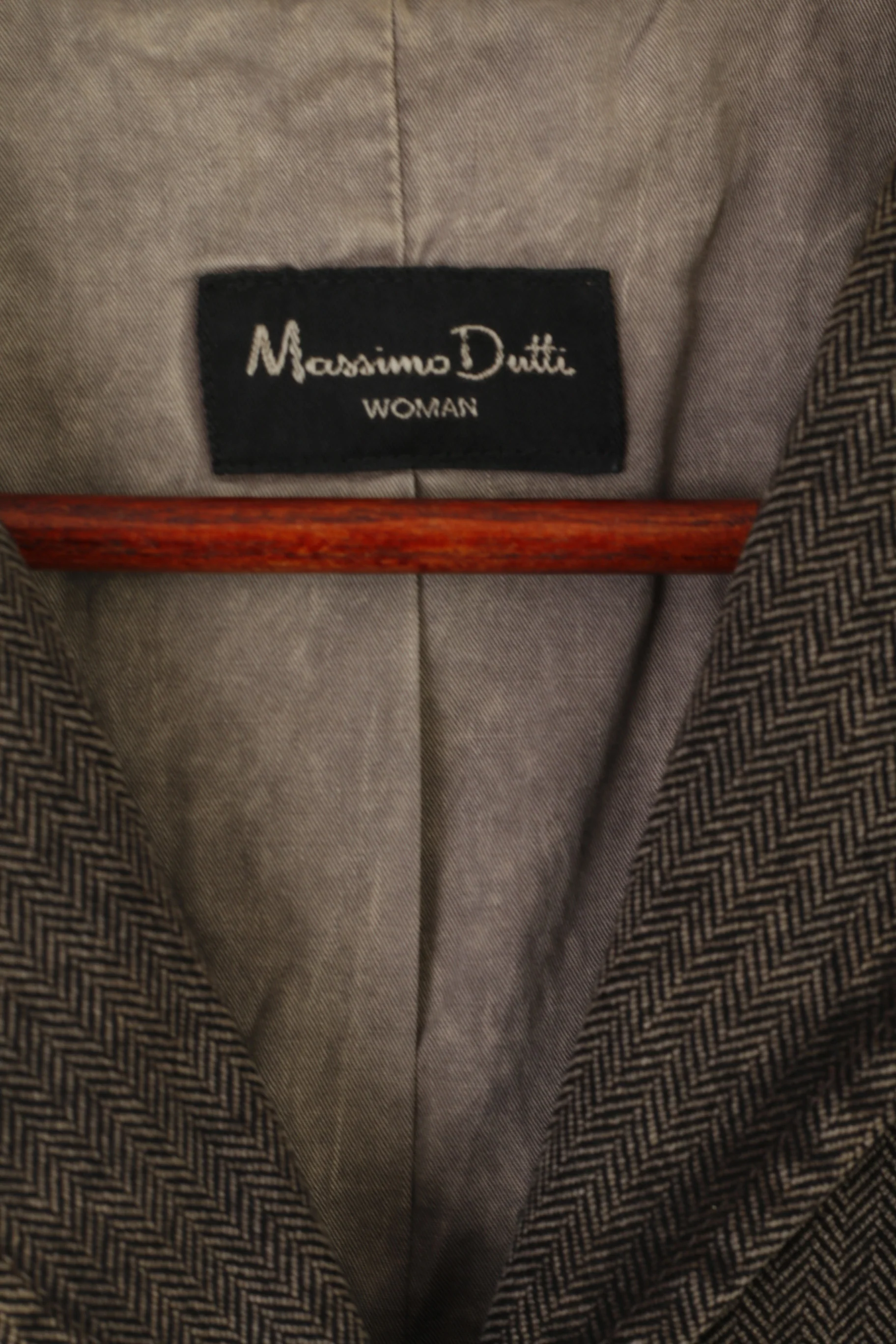 Massimo Dutti Women 40 S Blazer Brown Herringbone Vintage Cotton Cropped Jacket - Image 5