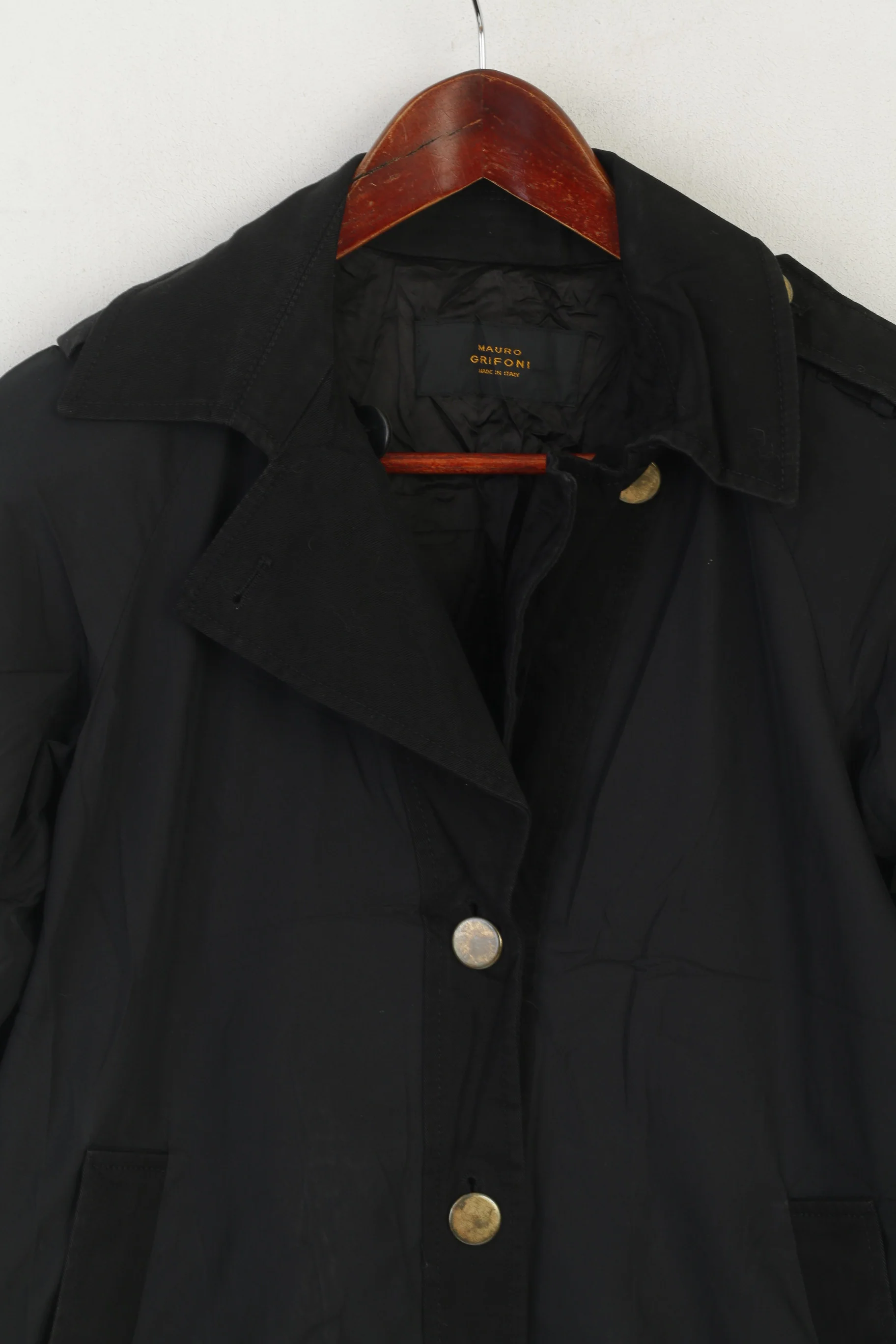 Mauro Grifoni Women 40 XS Coat Black Shiny Italy Design Lightweight Casual Top - Image 3