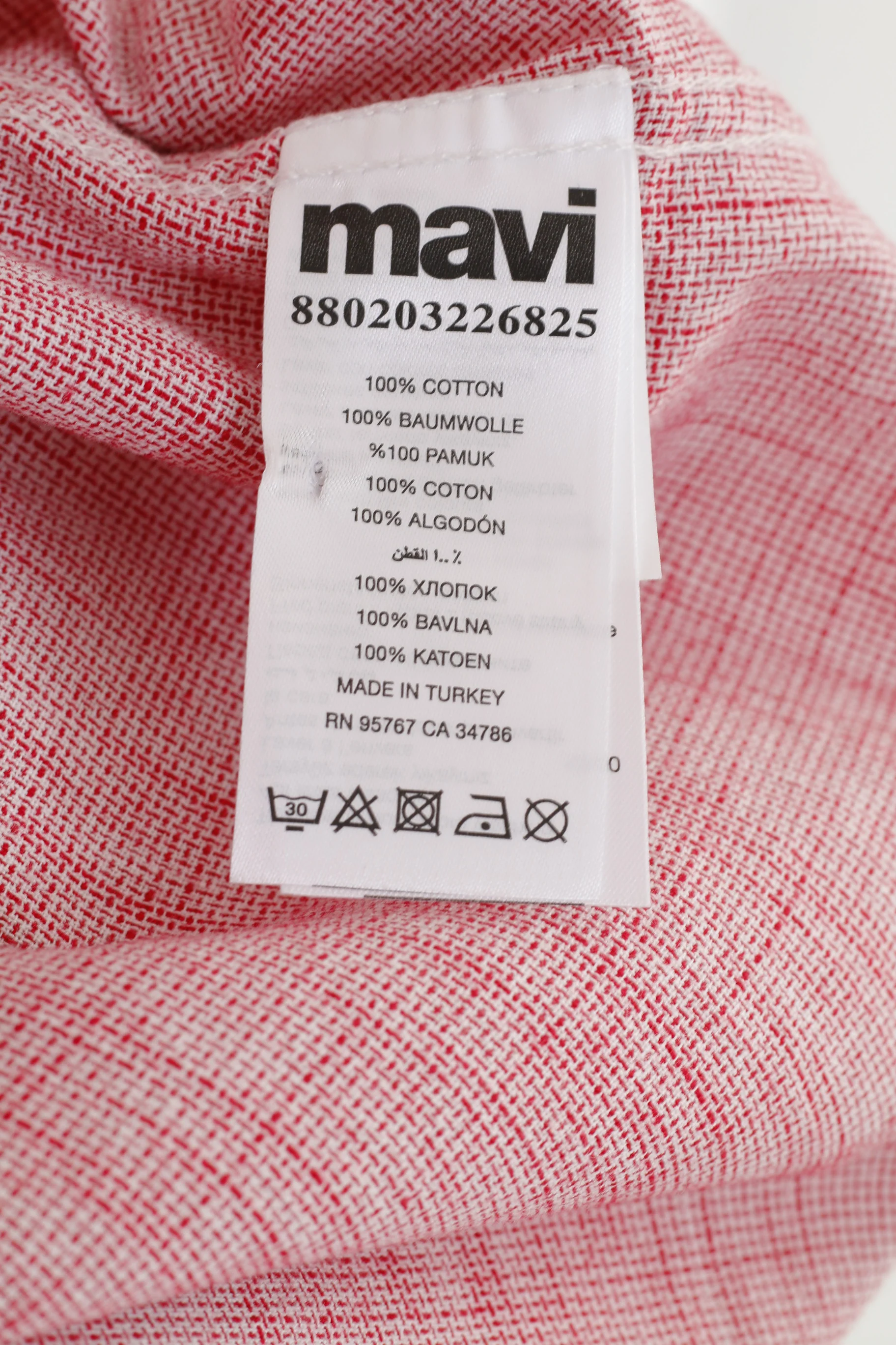 Mavi Men XL Casual Shirt Cotton  Slim White Red Denim Wear Long Sleeve Top - Image 6