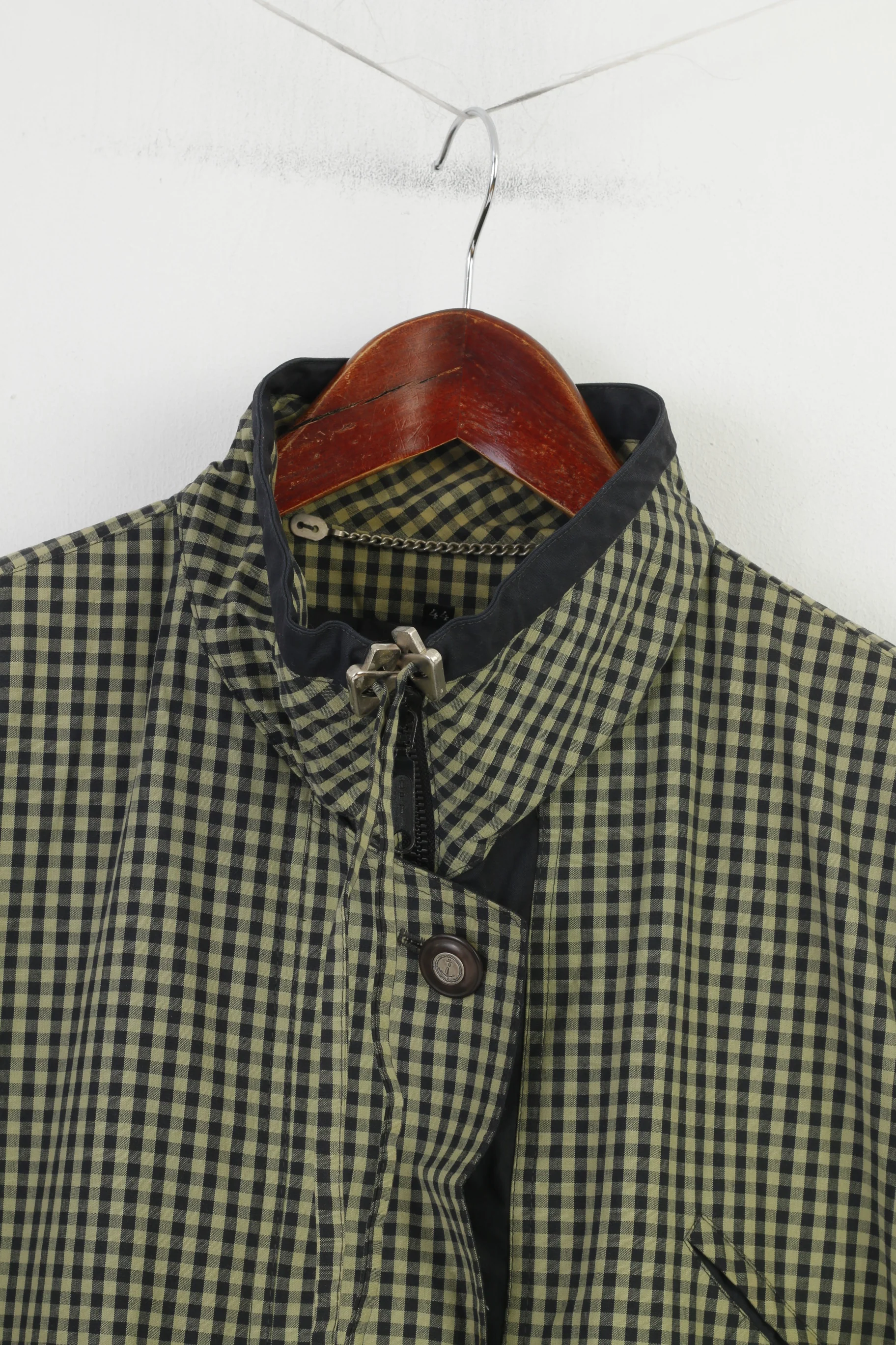 MAY Women 44 XL Jacket Green Checkered Oversize Cotton Vintage Bottoms Shoulder Pads Top - Image 2