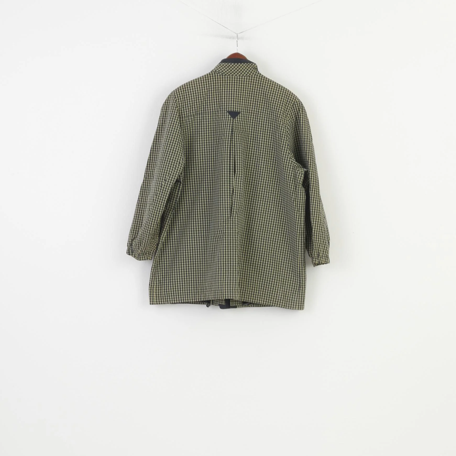 MAY Women 44 XL Jacket Green Checkered Oversize Cotton Vintage Bottoms Shoulder Pads Top - Image 9
