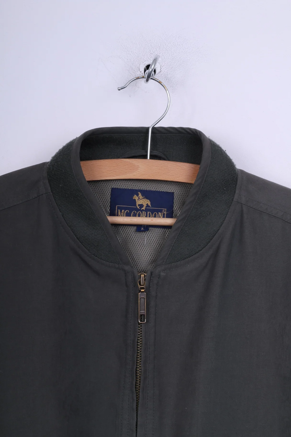 Mc.Gordon Mens L Bomber Jacket Green Full Zipper Vintage - Image 2