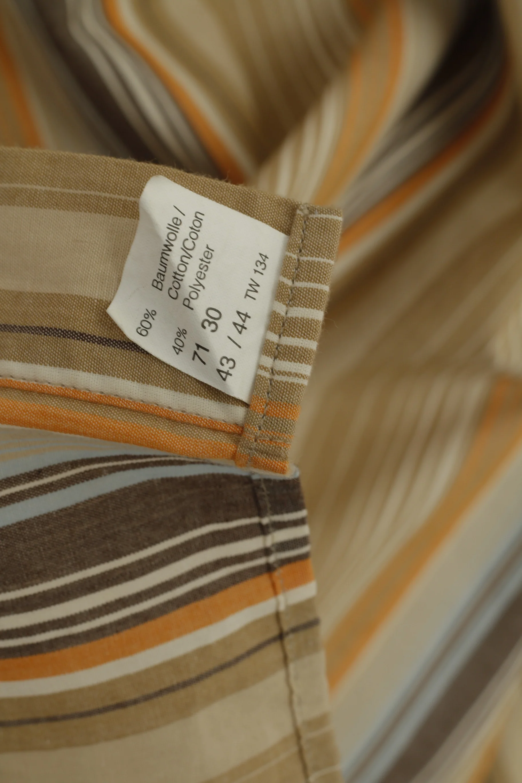 Mc KAY Men XL Casual Shirt Brown Striped Cotton VintageWestern Long Sleeve Top - Image 3