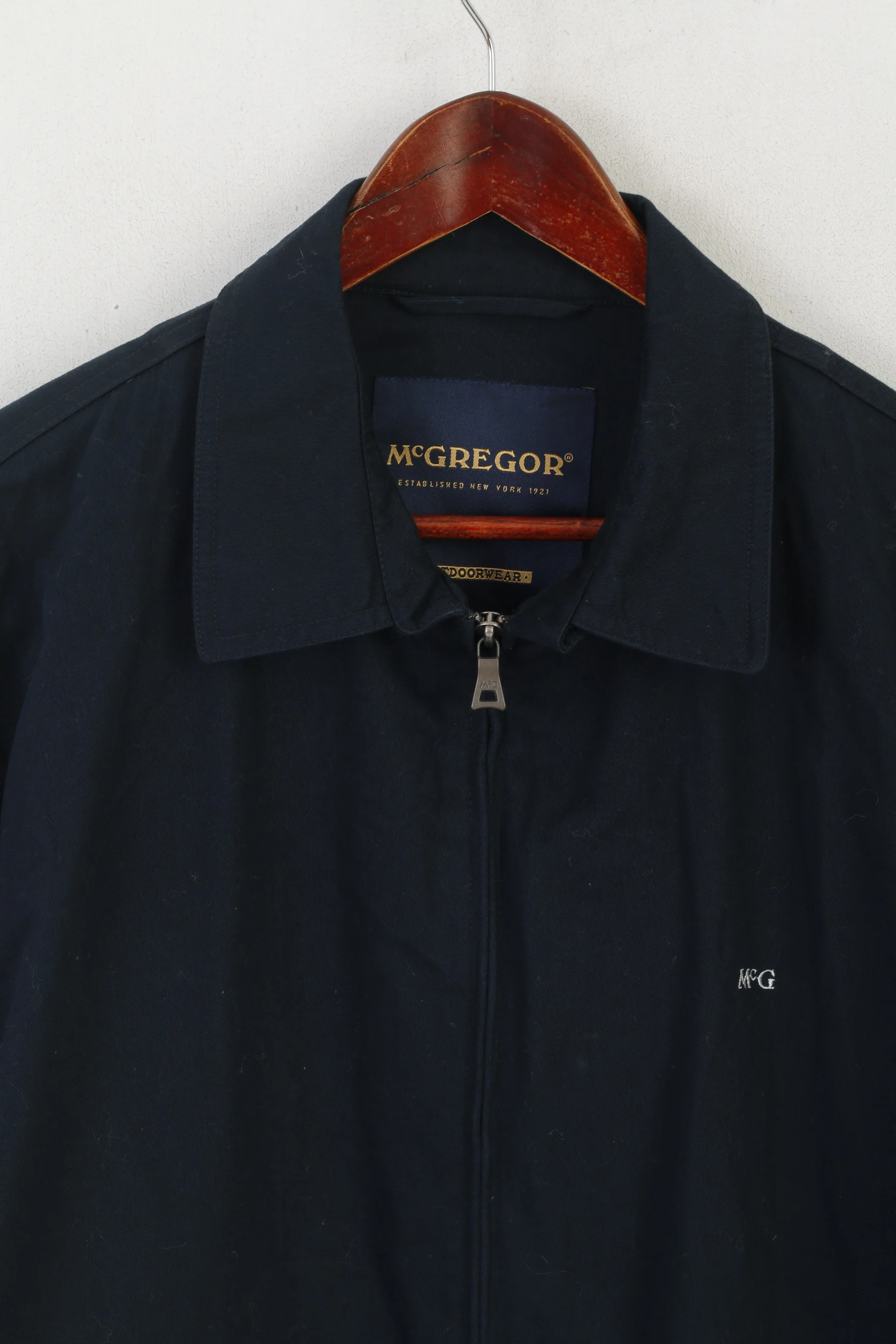 McGregor Men 54 L Jacket Navy Cotton Outdoor Harrington Zip Up Classic Top - Image 3