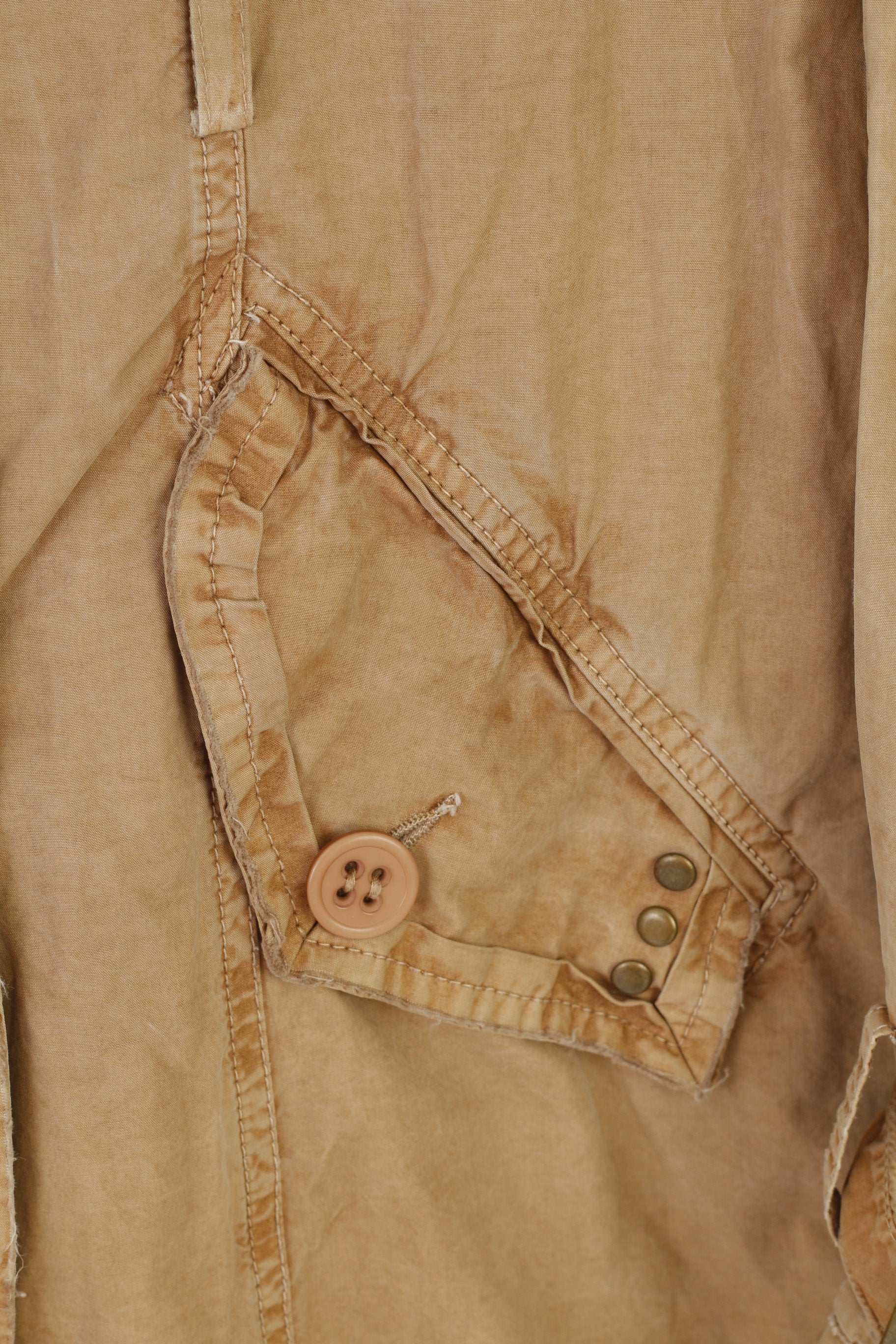 Me.Collection Women 36 S Coat Brown Double Breasted Cotton Vintage Collar Top - Image 4