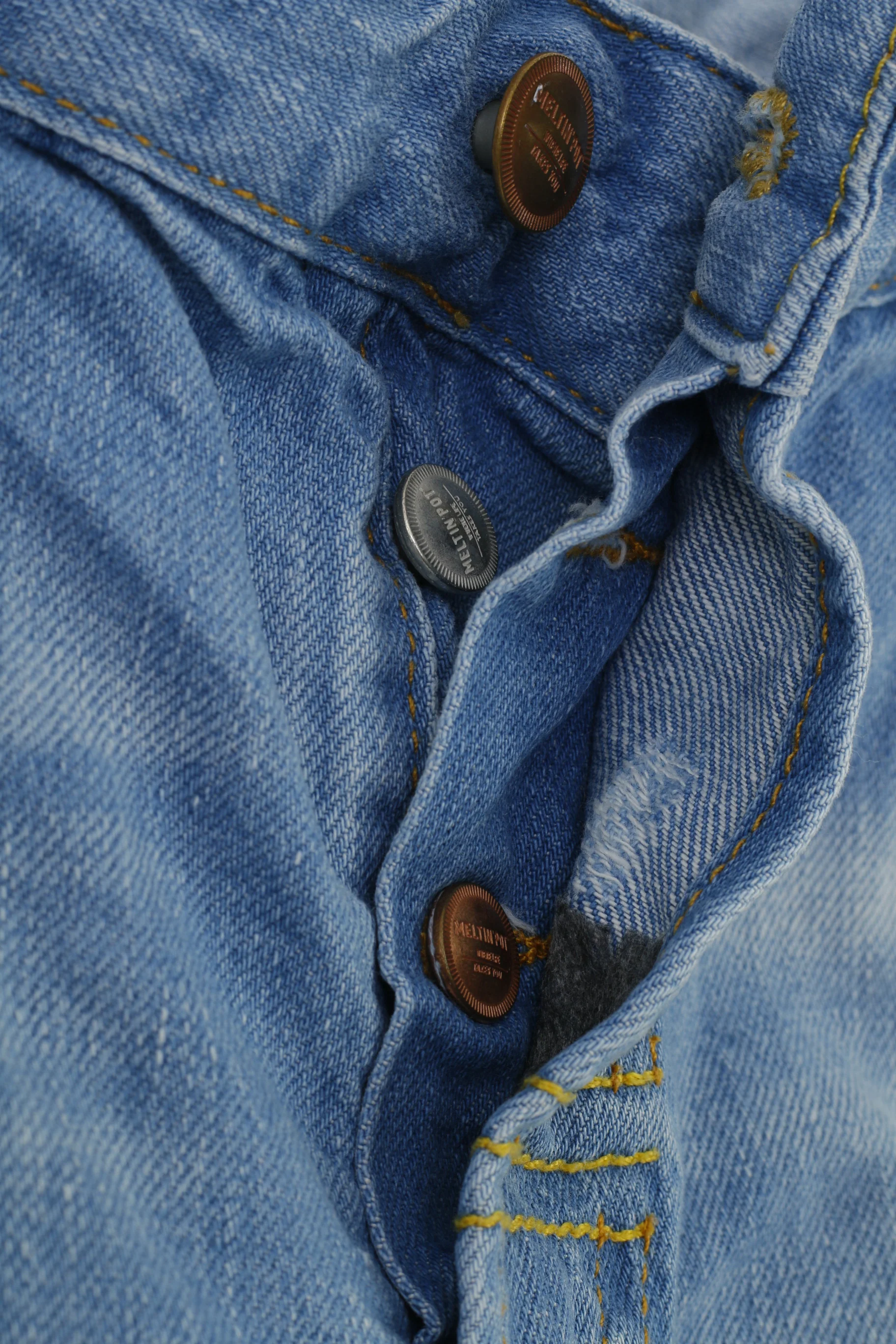 Meltin'Pot Men 34 34 Trousers Blue Cotton Ripped  Buttons Regular Fit Top - Image 6
