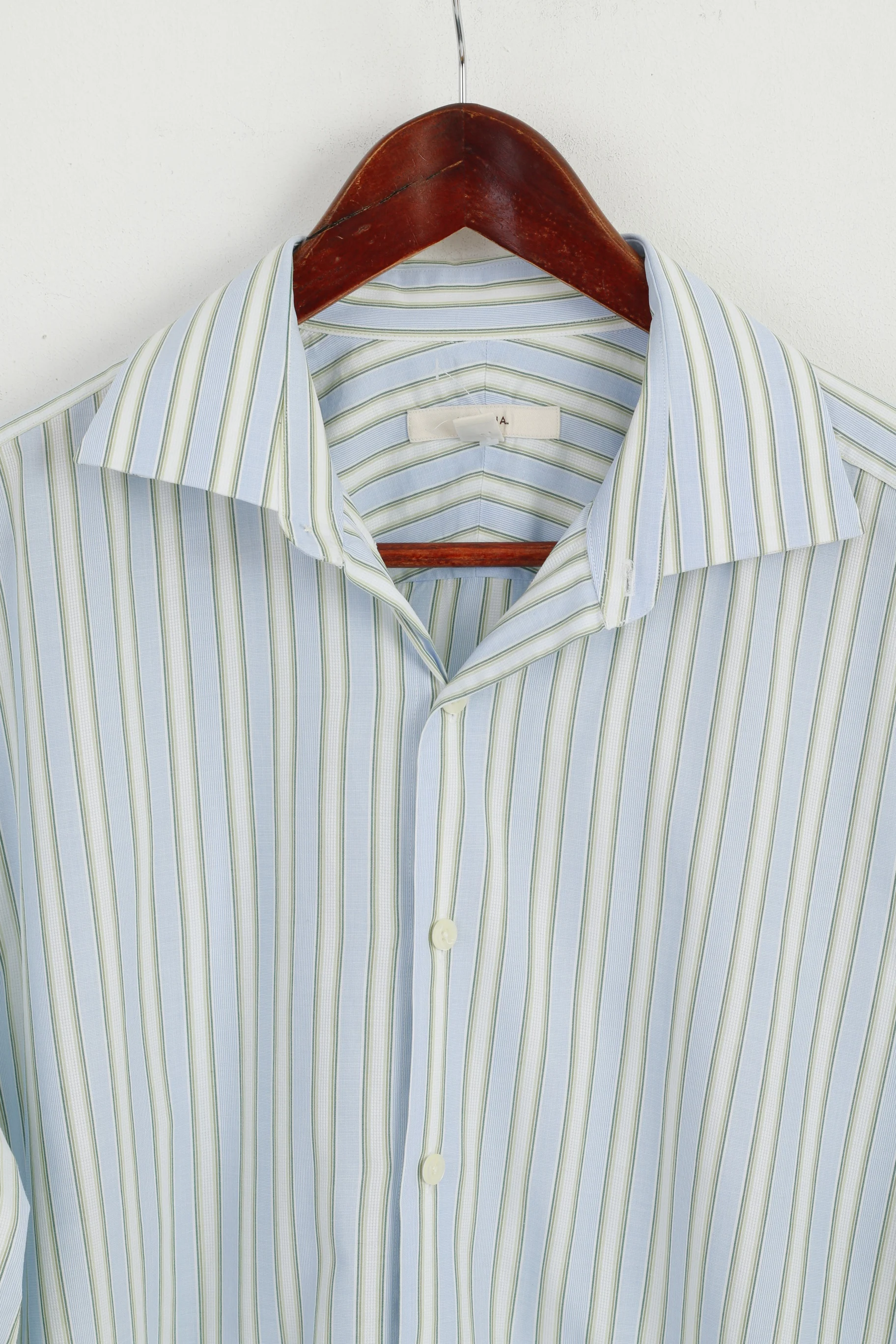 Merona Men L Casual Shirt Blue Striped Cotton Long Sleeve Elegant Top - Image 3