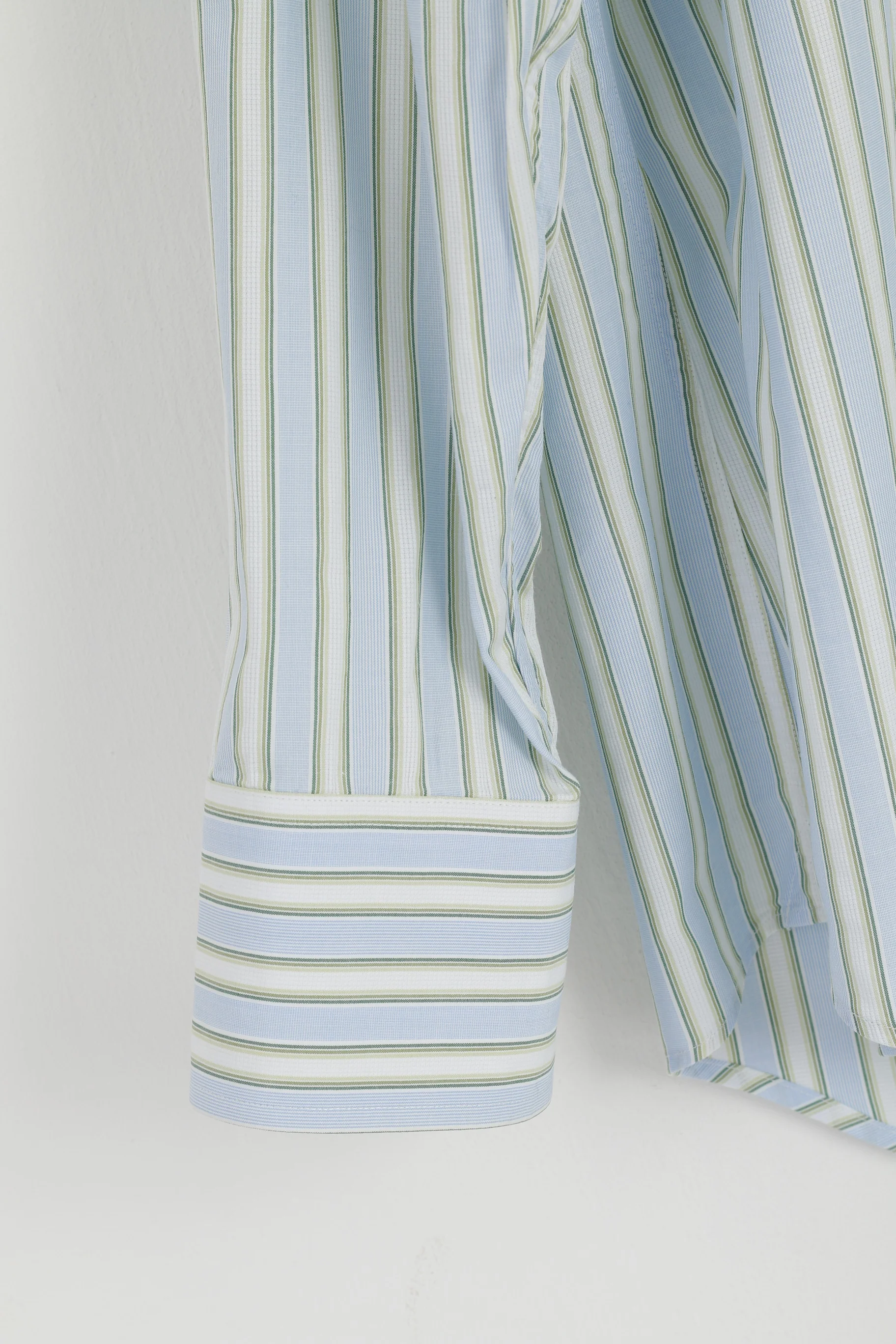 Merona Men L Casual Shirt Blue Striped Cotton Long Sleeve Elegant Top - Image 4