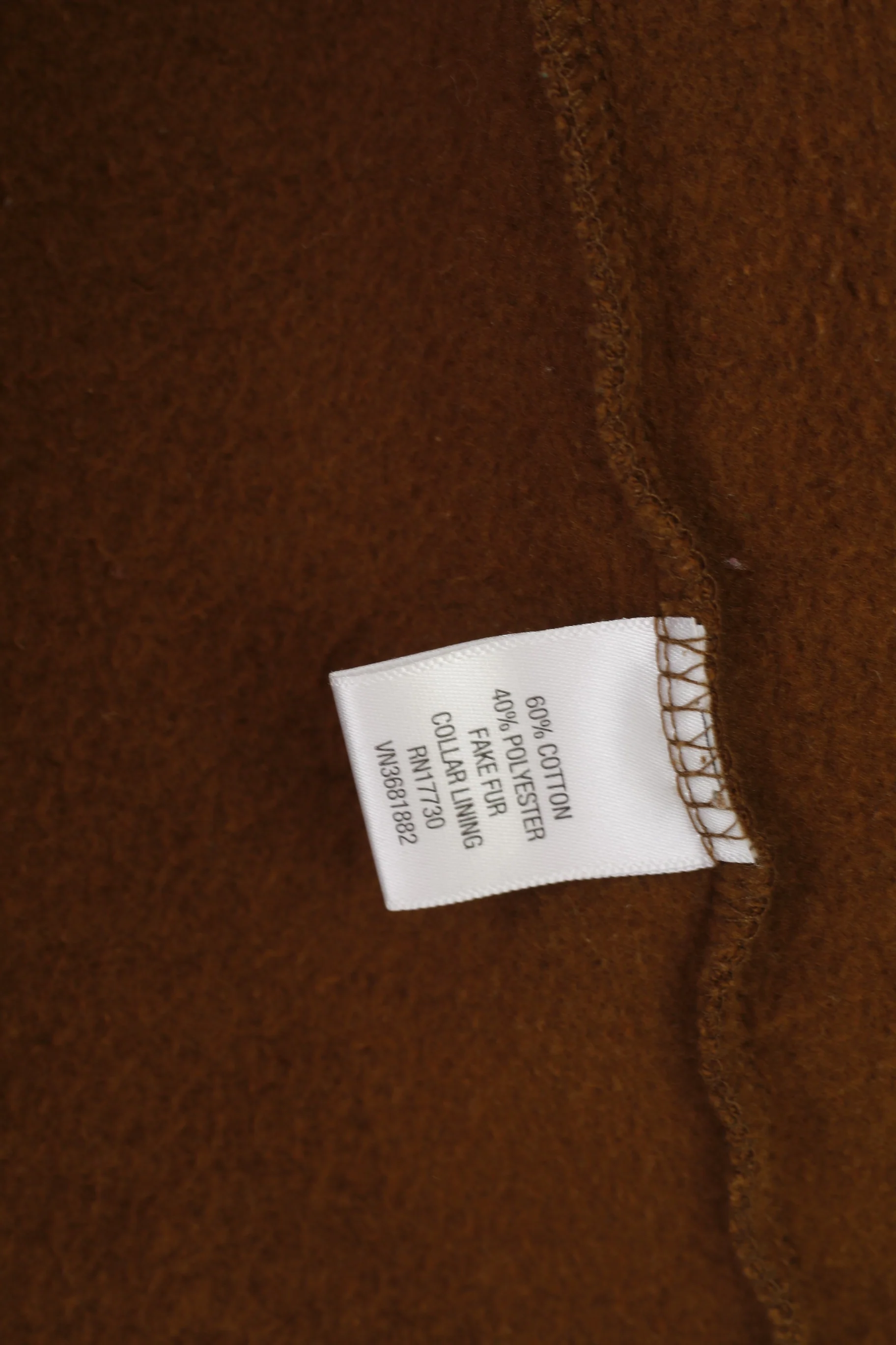 Merona Women S Jacket Brown Padded Snap Bottoms Fur Collar Vintage Cotton Top - Image 5