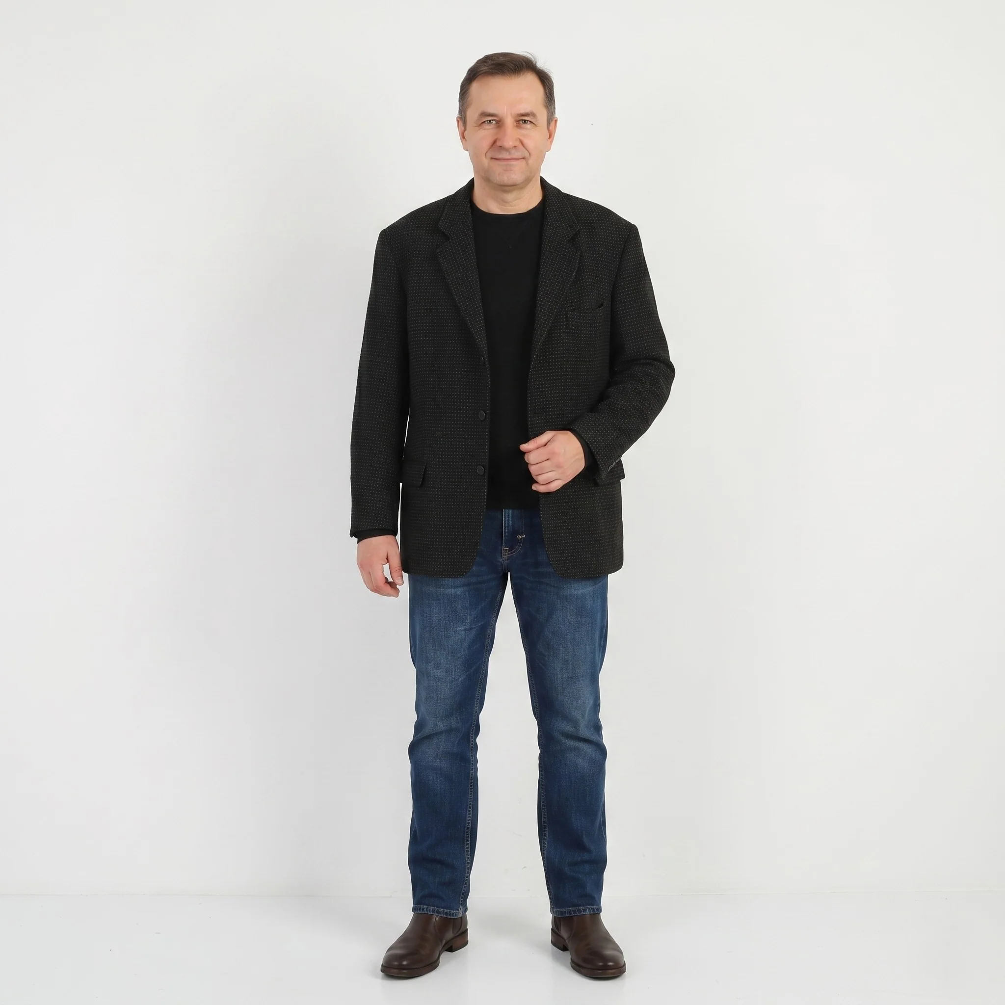 Messori Men 54 44 Blazer Black Wool Nylon Made In Italy Single Breasted Designer Jacket