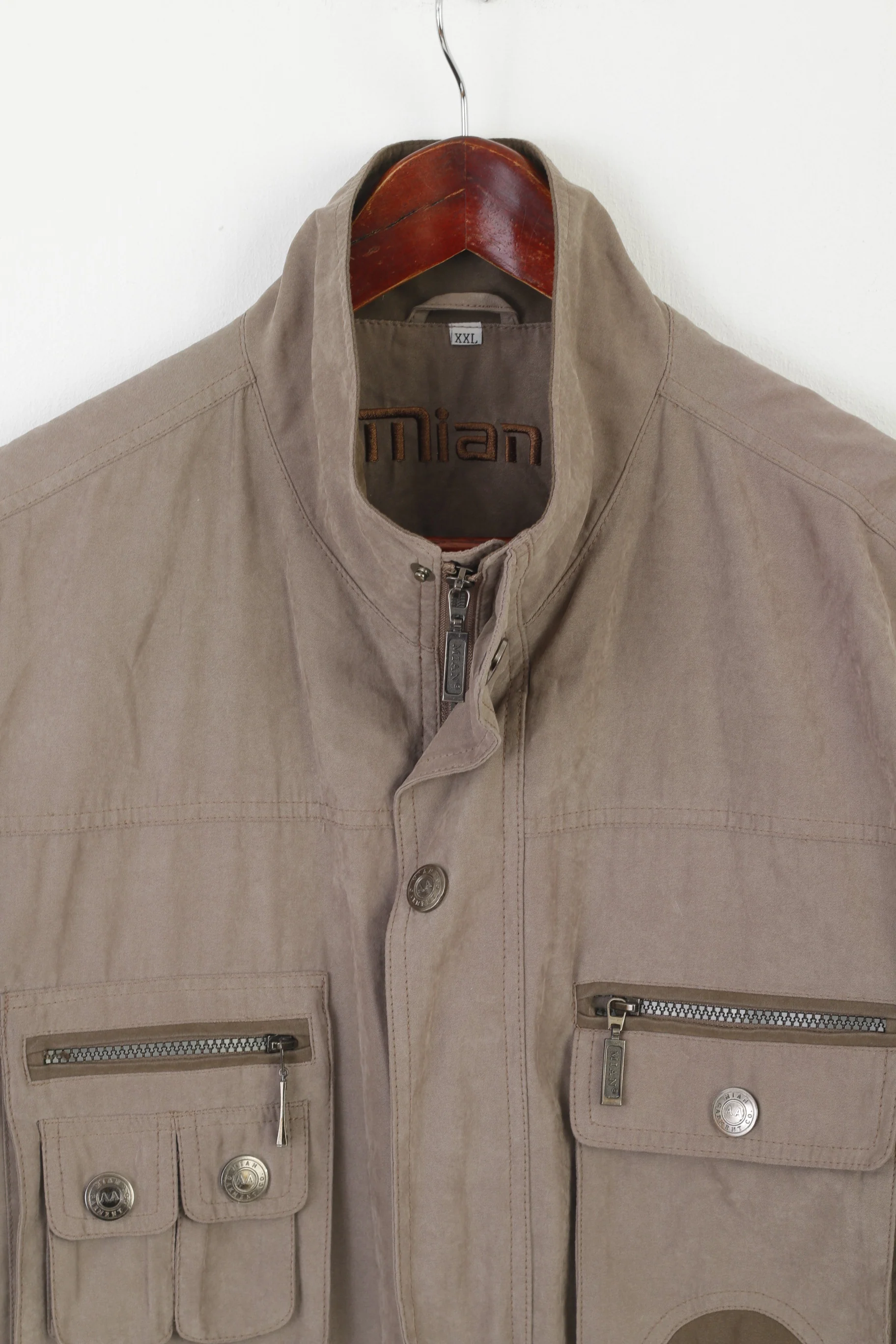 Mian Men XXL Waistcoat Khaki Hunting Fishing Outdoor Zip Up Multi Pockets Vest - Image 3