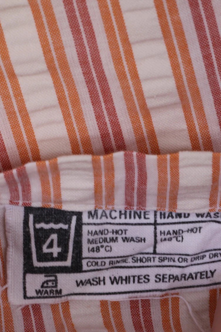 Michael Ash Mens 16 Casual Shirt Striped Orange Cotton Long Sleeve - Image 4