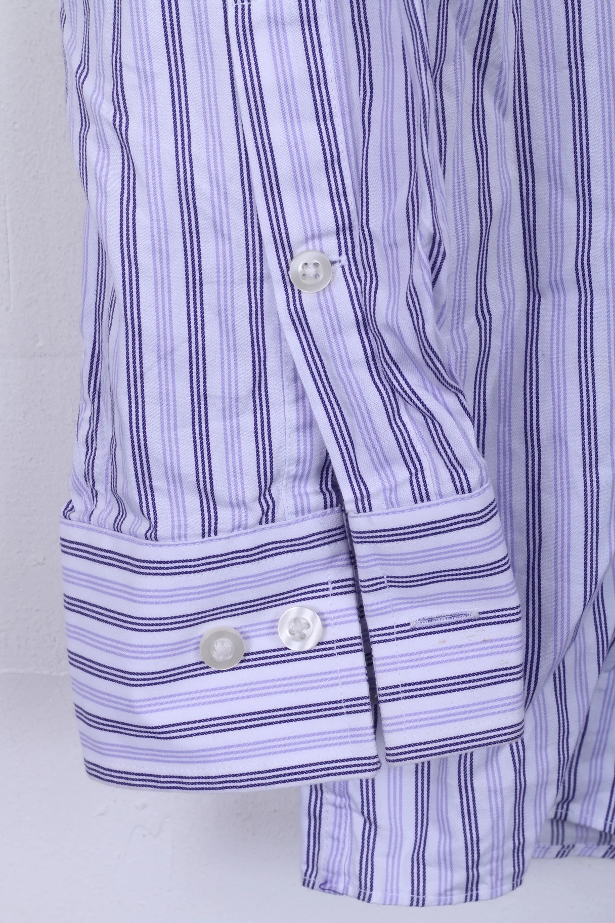 Michael Kors Mens 16.5 34/36 XL Casual Shirt Striped Cotton White Long Sleeve - Image 3
