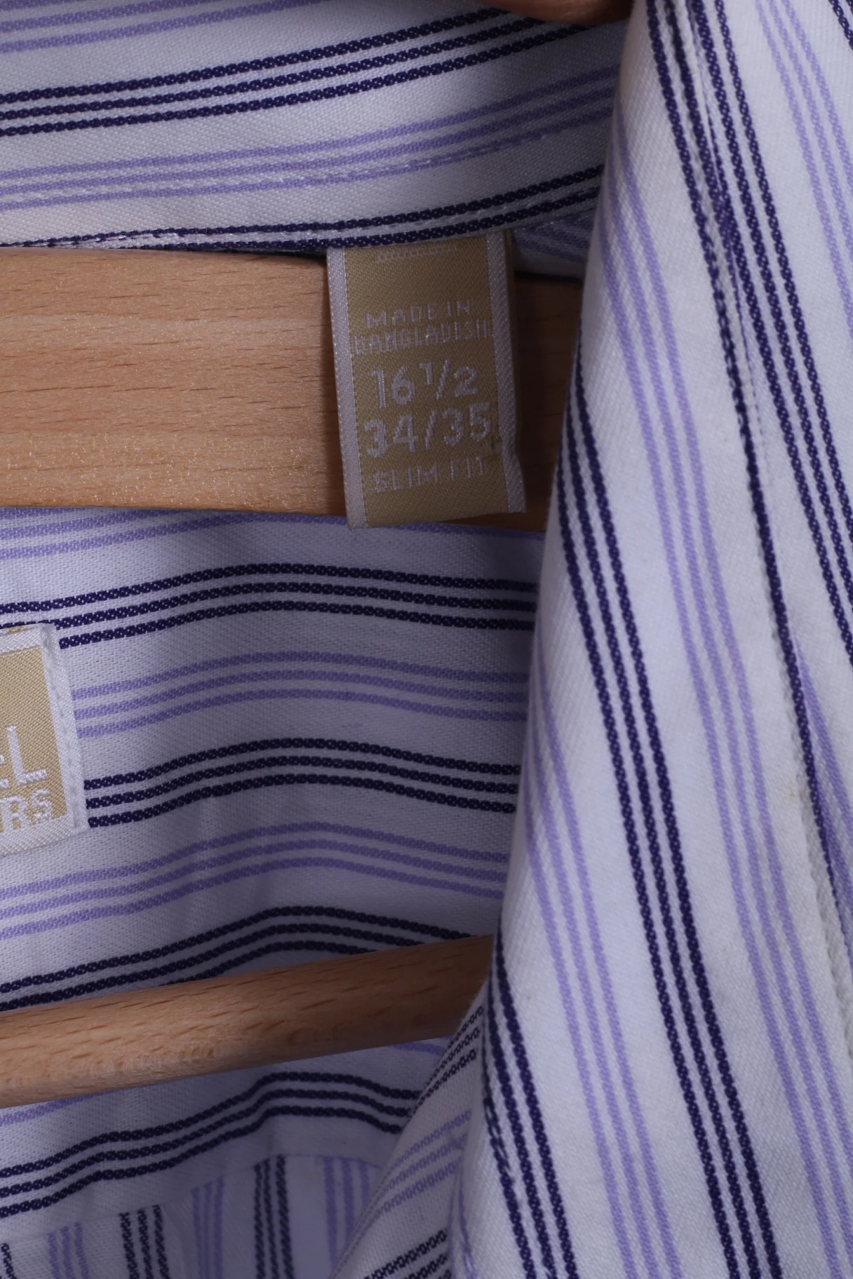 Michael Kors Mens 16.5 34/36 XL Casual Shirt Striped Cotton White Long Sleeve - Image 5