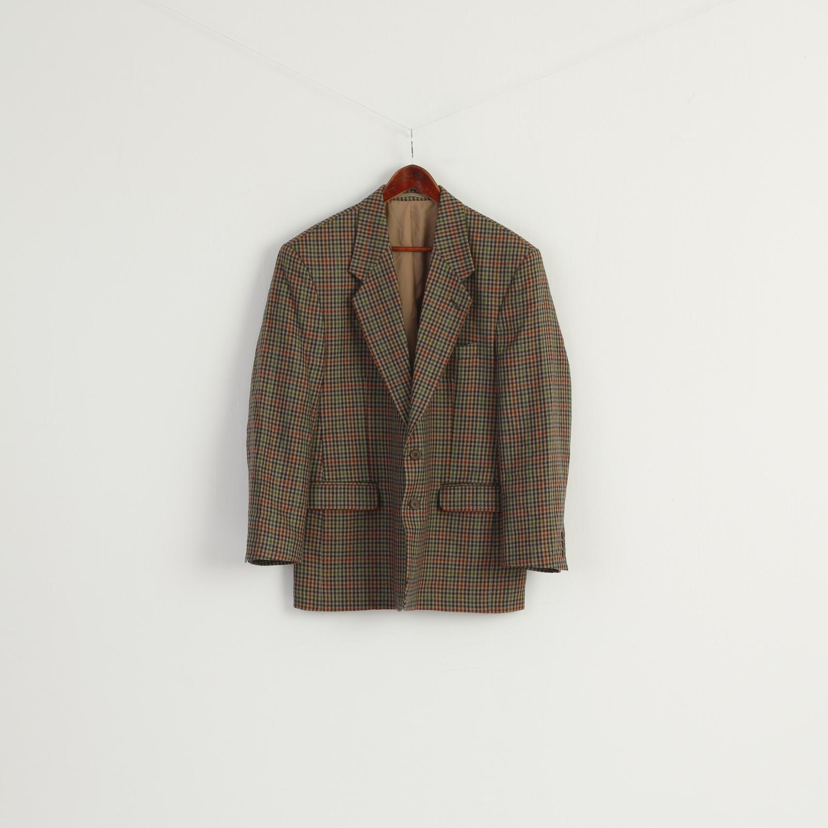 Michel Luzzi Linea Uomo Men 50 40 Blazer Brown Herringbone Vintage Wool Jacket - Image 2