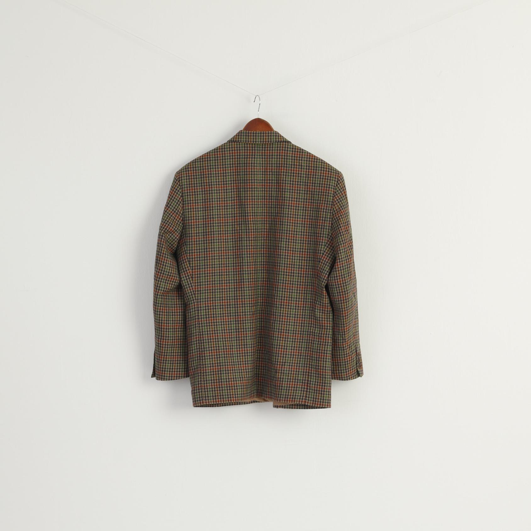 Michel Luzzi Linea Uomo Men 50 40 Blazer Brown Herringbone Vintage Wool Jacket - Image 7