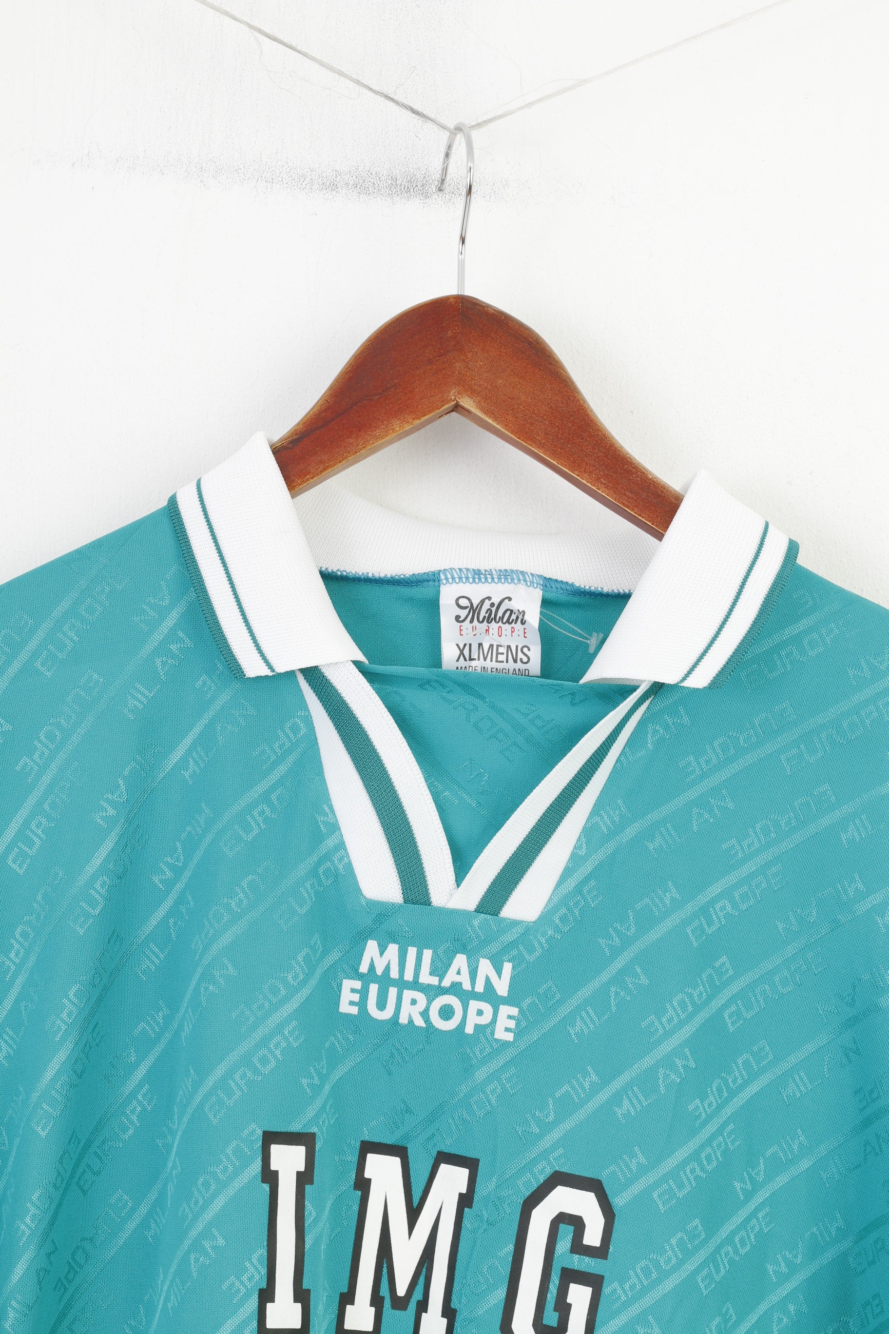 Milan Europe Men XL Shirt Green Sportswear Img V Neck Collar Training Long Sleeve Vintage #3 Top - Image 2