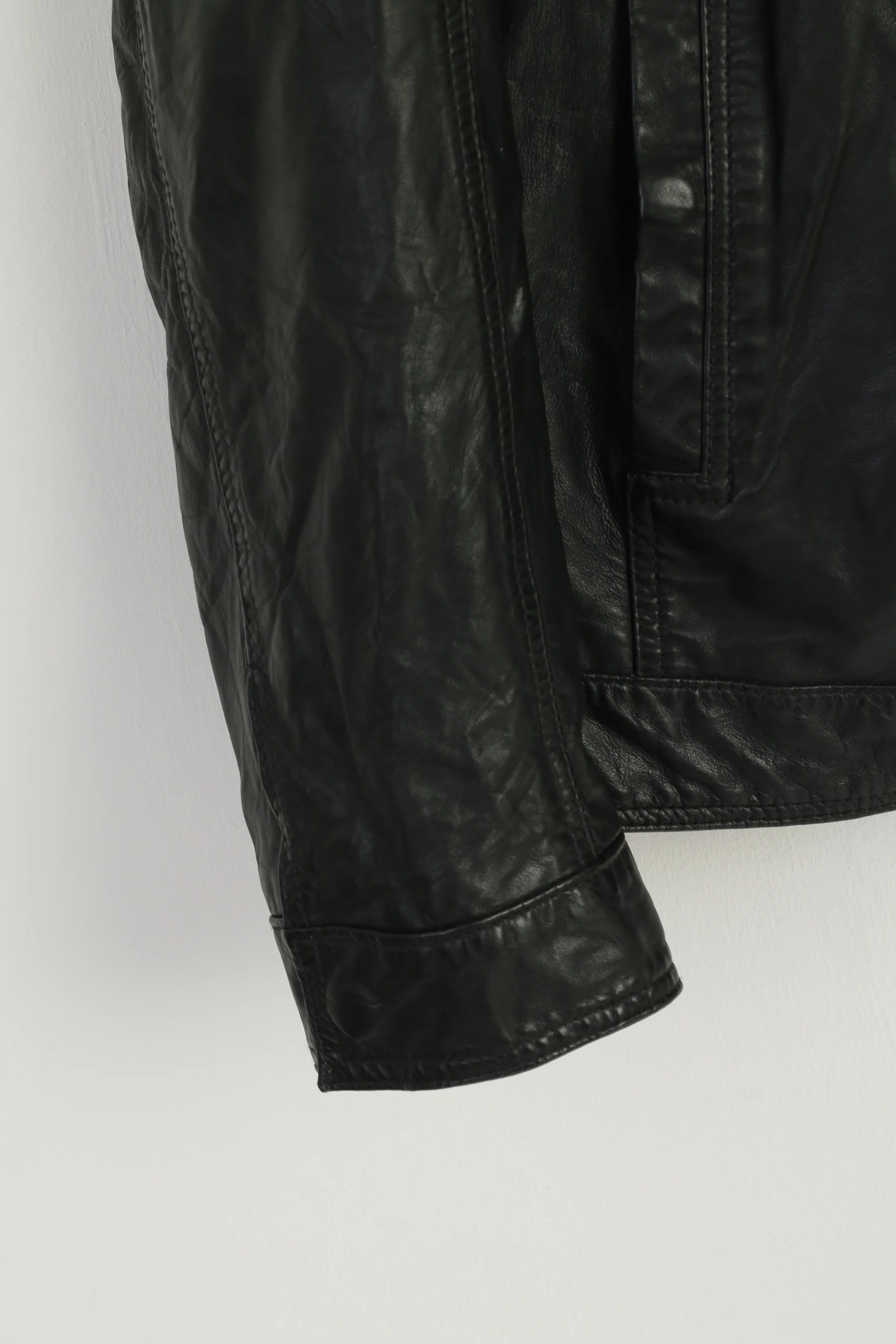 Milestone Men 58 3XL (XL) Jacket Black Leather Nappa Full Zipper Biker Pockets Top - Image 4