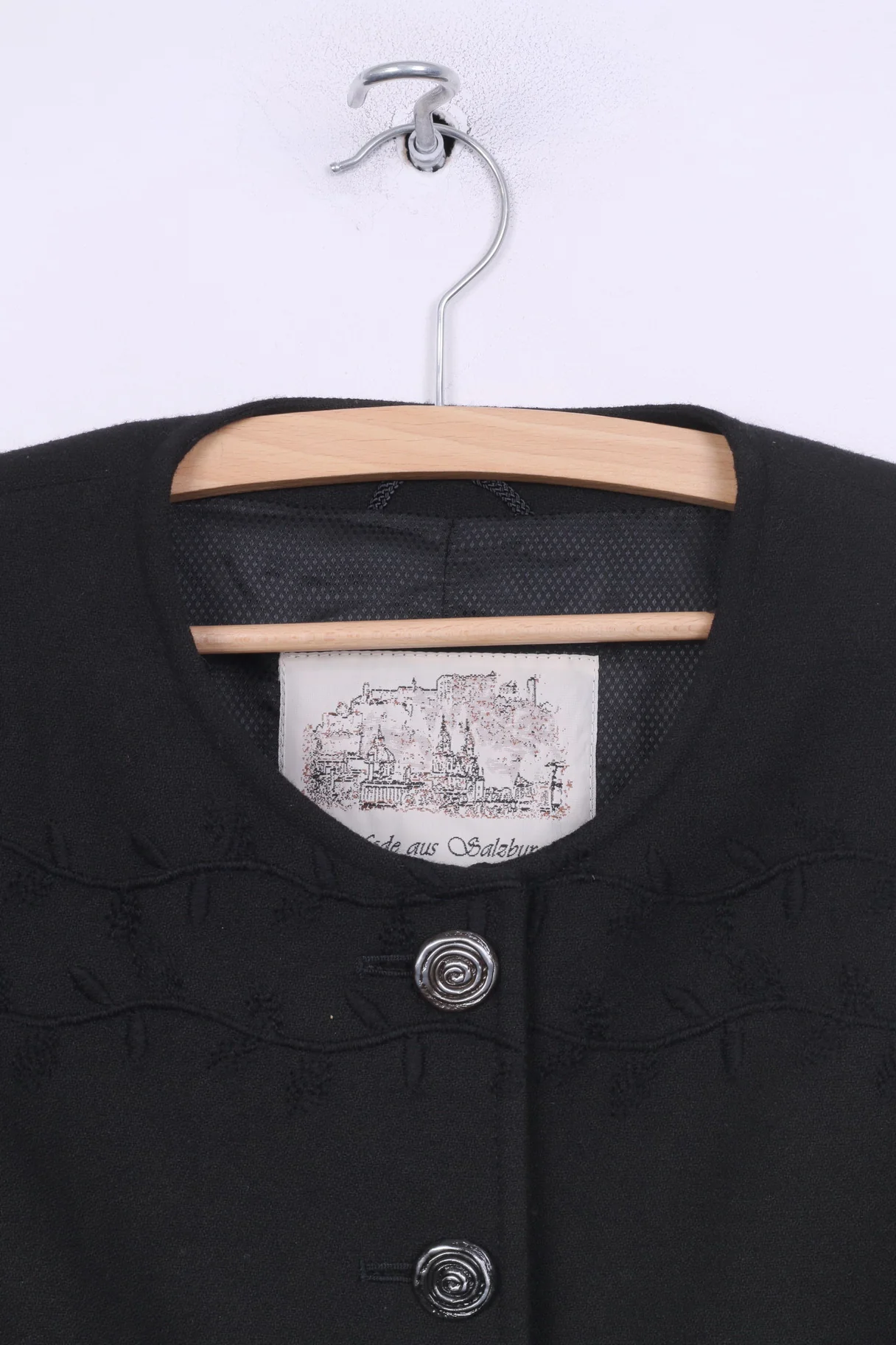 Mode aus Salzburg by h.mosser Womens 42 Blazer Jacket Black Single Breasted Vintage - Image 2