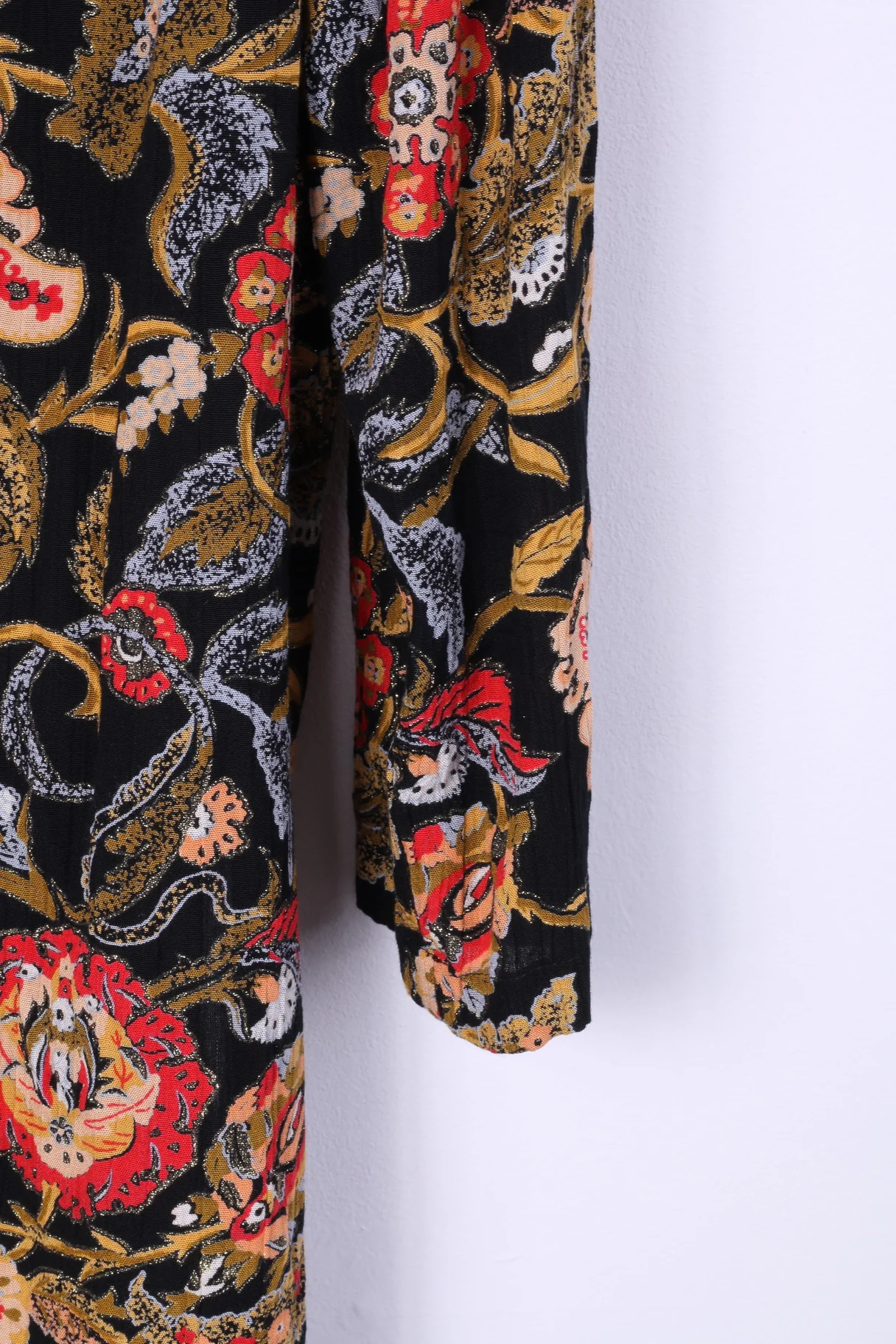 Modiamo Women 48/50 XXL Blazer Black Viscose Shoulder Pads Floral Top - Image 3