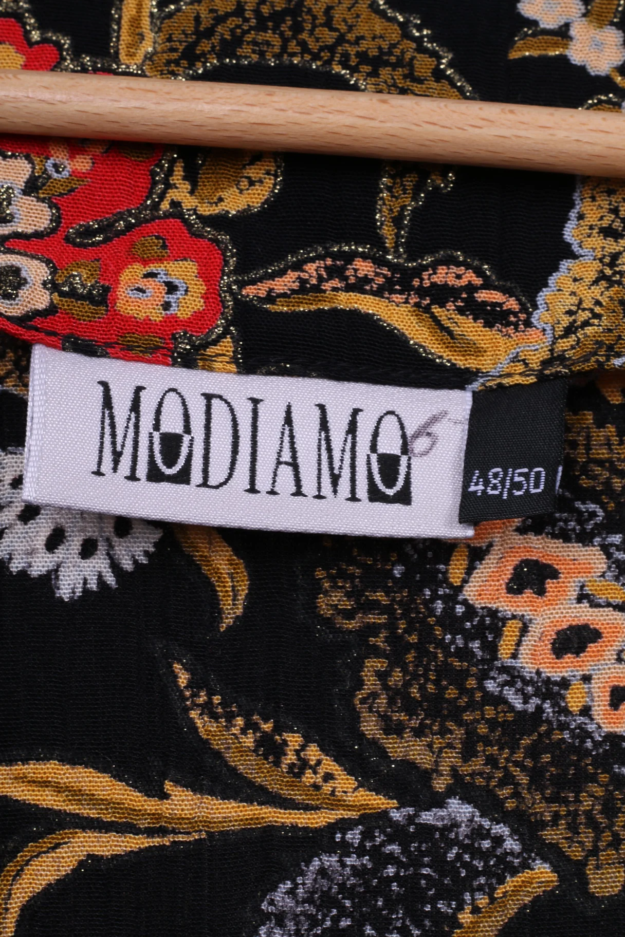 Modiamo Women 48/50 XXL Blazer Black Viscose Shoulder Pads Floral Top - Image 5