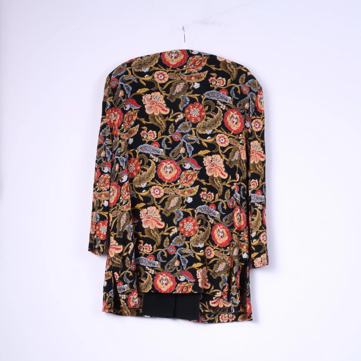 Modiamo Women 48/50 XXL Blazer Black Viscose Shoulder Pads Floral Top - Image 7
