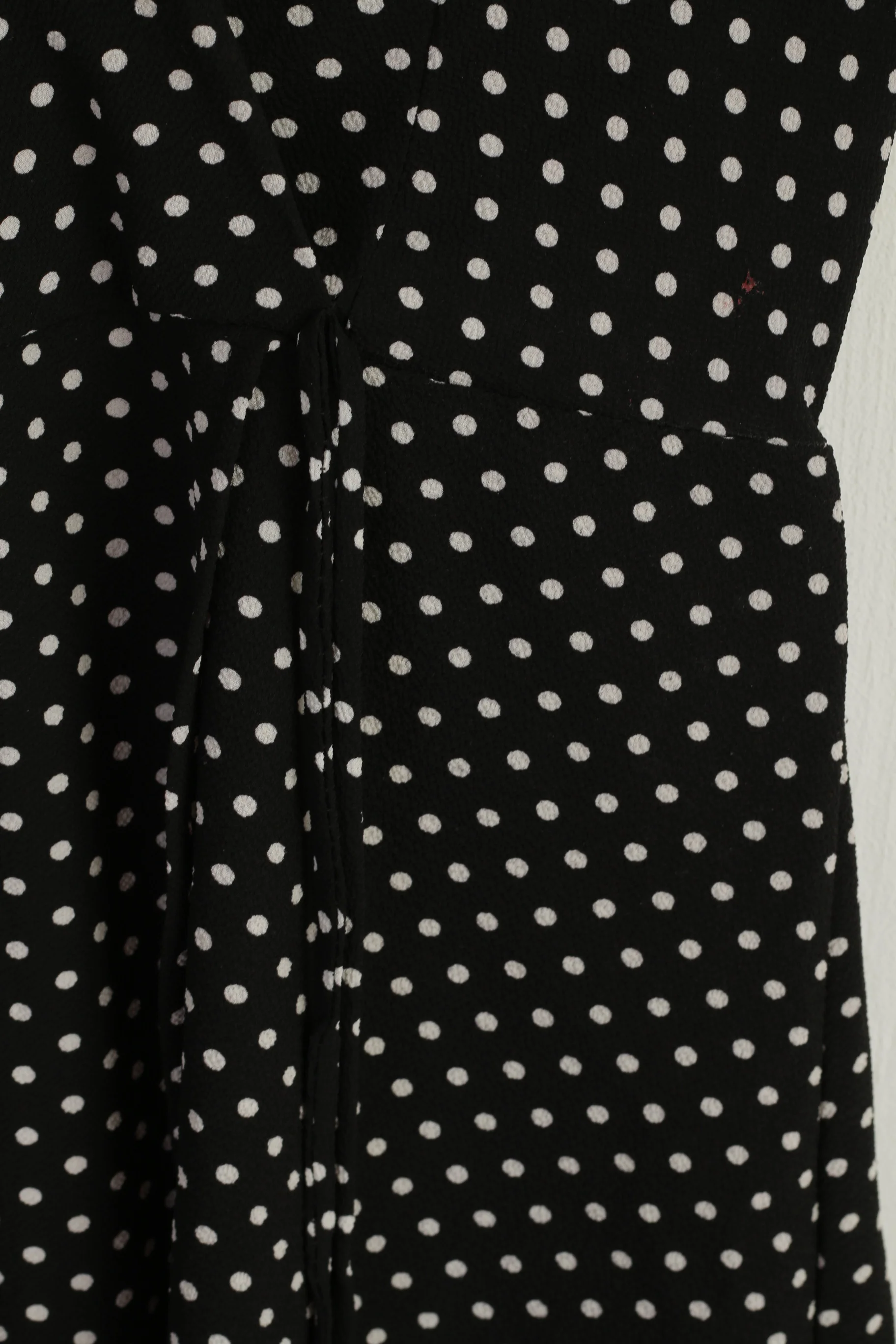 Monteau Los Angeles Women L (M) Midi Dress Black White Dots Vintage Style - Image 4