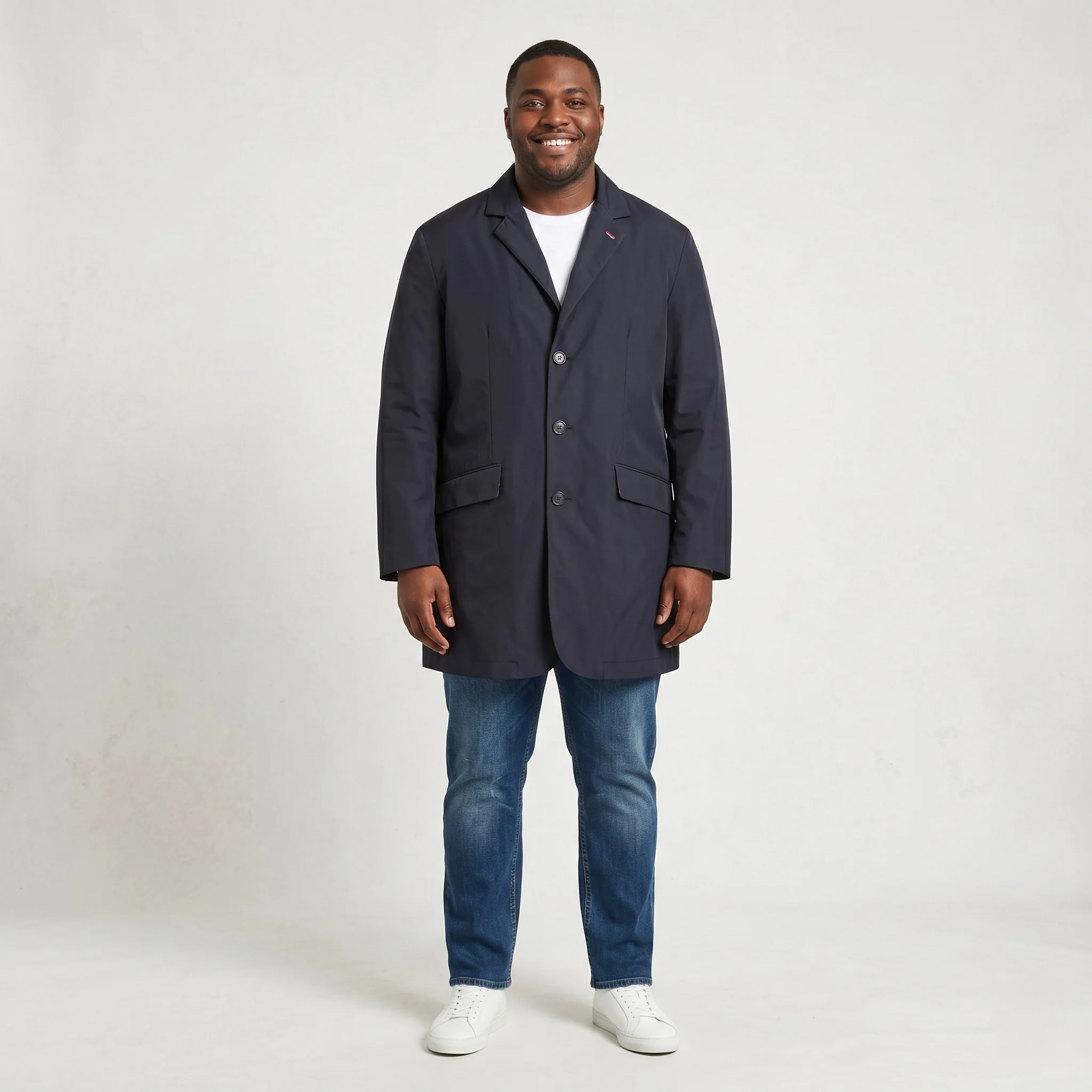 Moods Of Norway Men XXL Coat Navy Removable Lining Classic Vintage Single Breasted Norwegian Trench