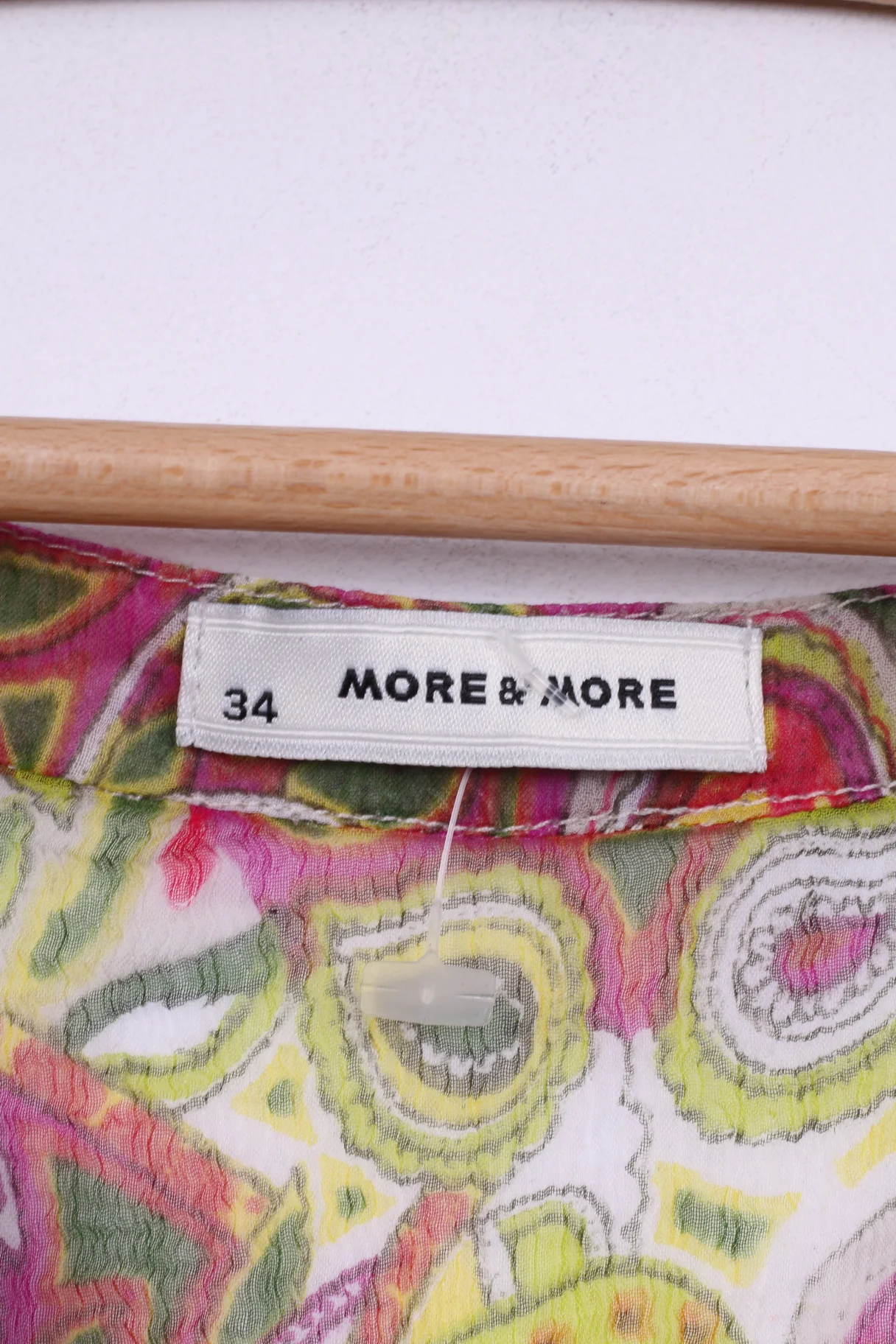 More& More Womens 34 XS Blouse Transparent Long Sleeve Multi Print V Neck Mulicolor - Image 3