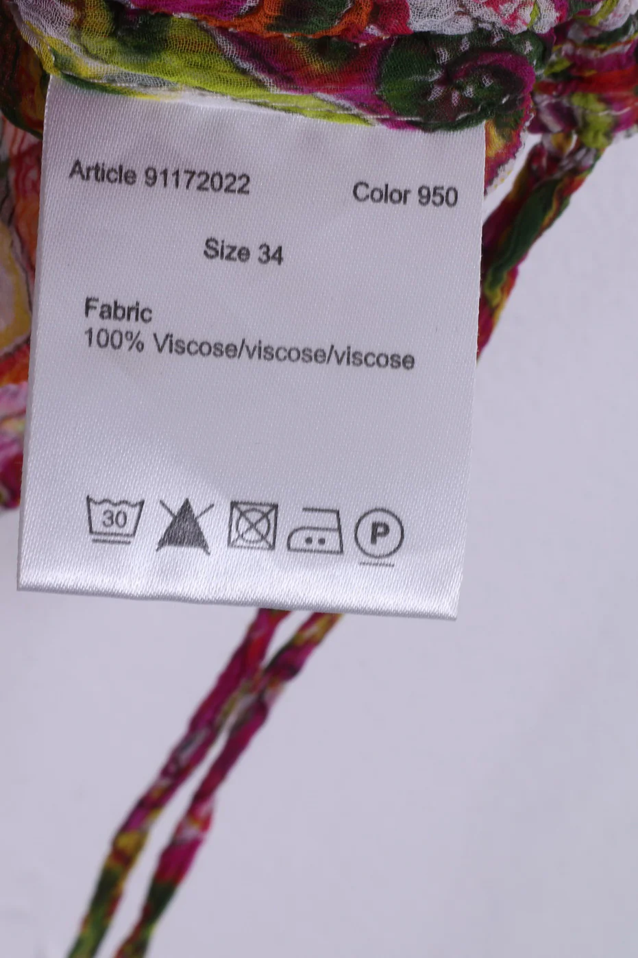 More& More Womens 34 XS Blouse Transparent Long Sleeve Multi Print V Neck Mulicolor - Image 4