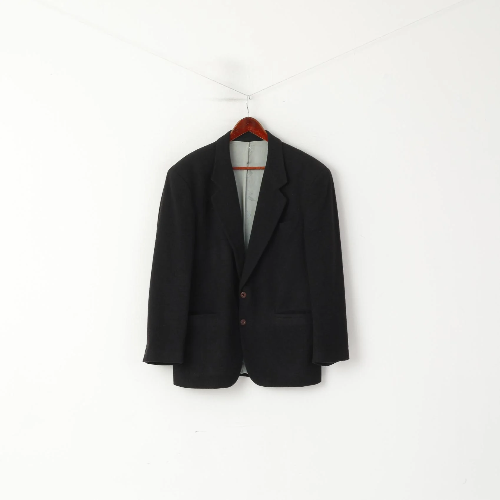 More Than Fashion San Siro Men 48 Blazer Vintage Charcoal Wool Cashmere Italy Jacket - Image 2