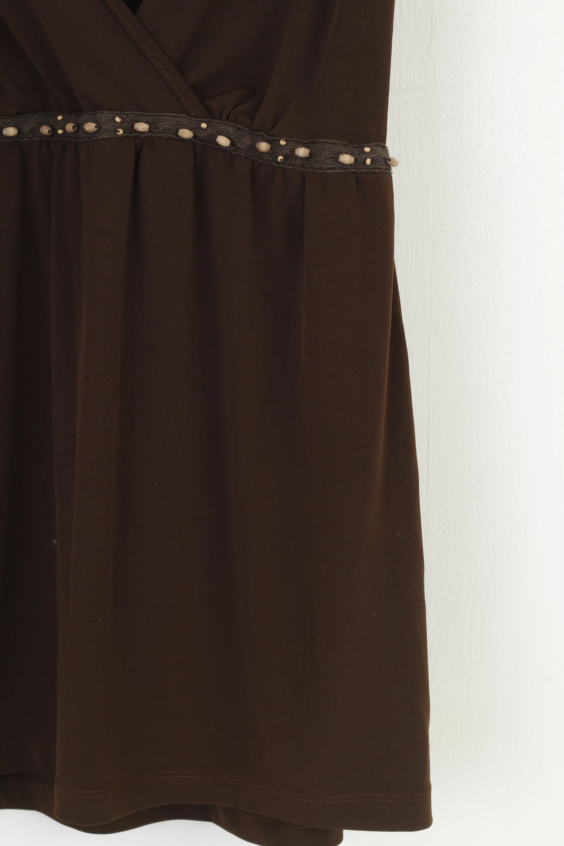Motherhood Maternity Women M Shirt Brown V Neck Sleeveless Stretch Belt Top - Image 4