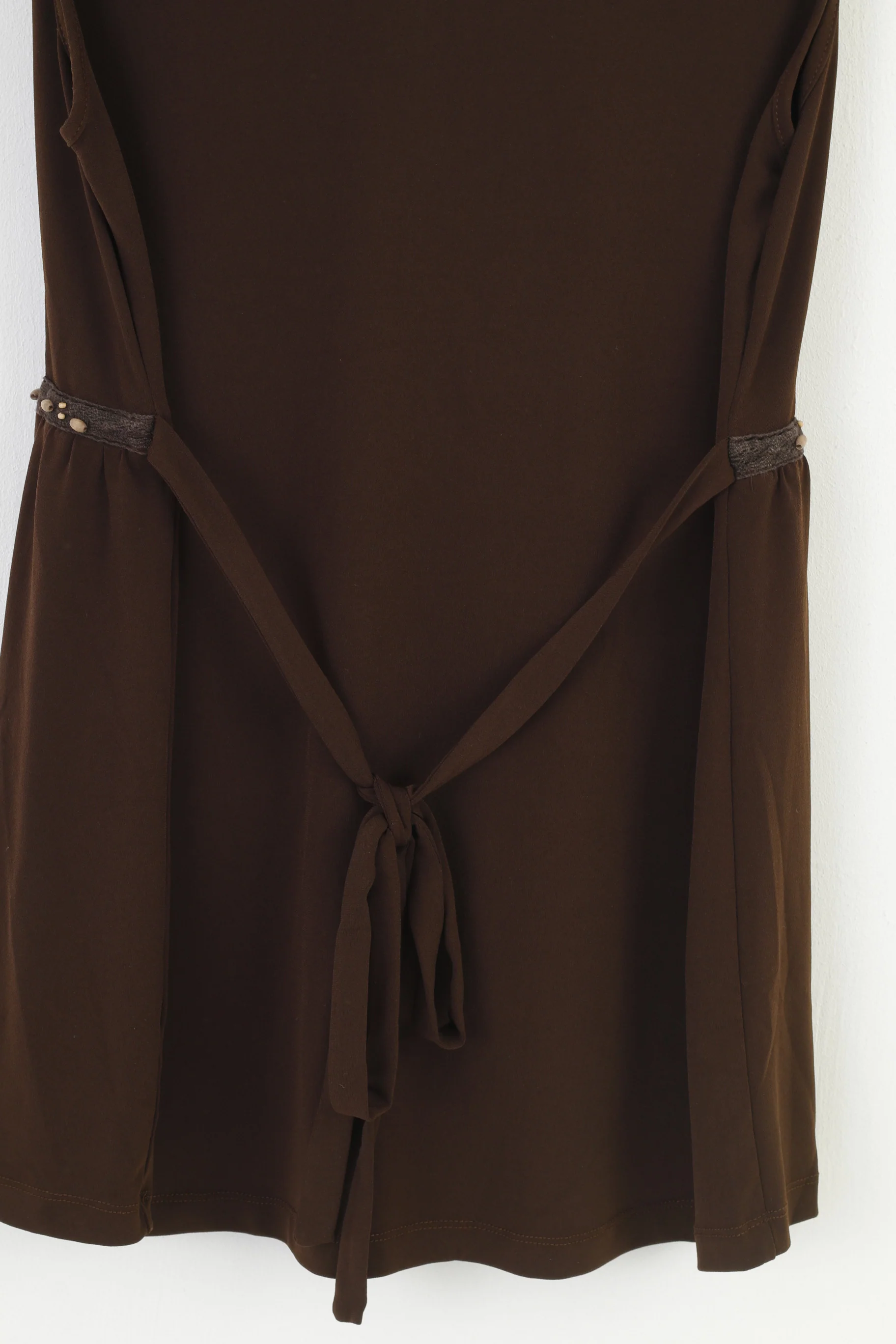 Motherhood Maternity Women M Shirt Brown V Neck Sleeveless Stretch Belt Top - Image 7