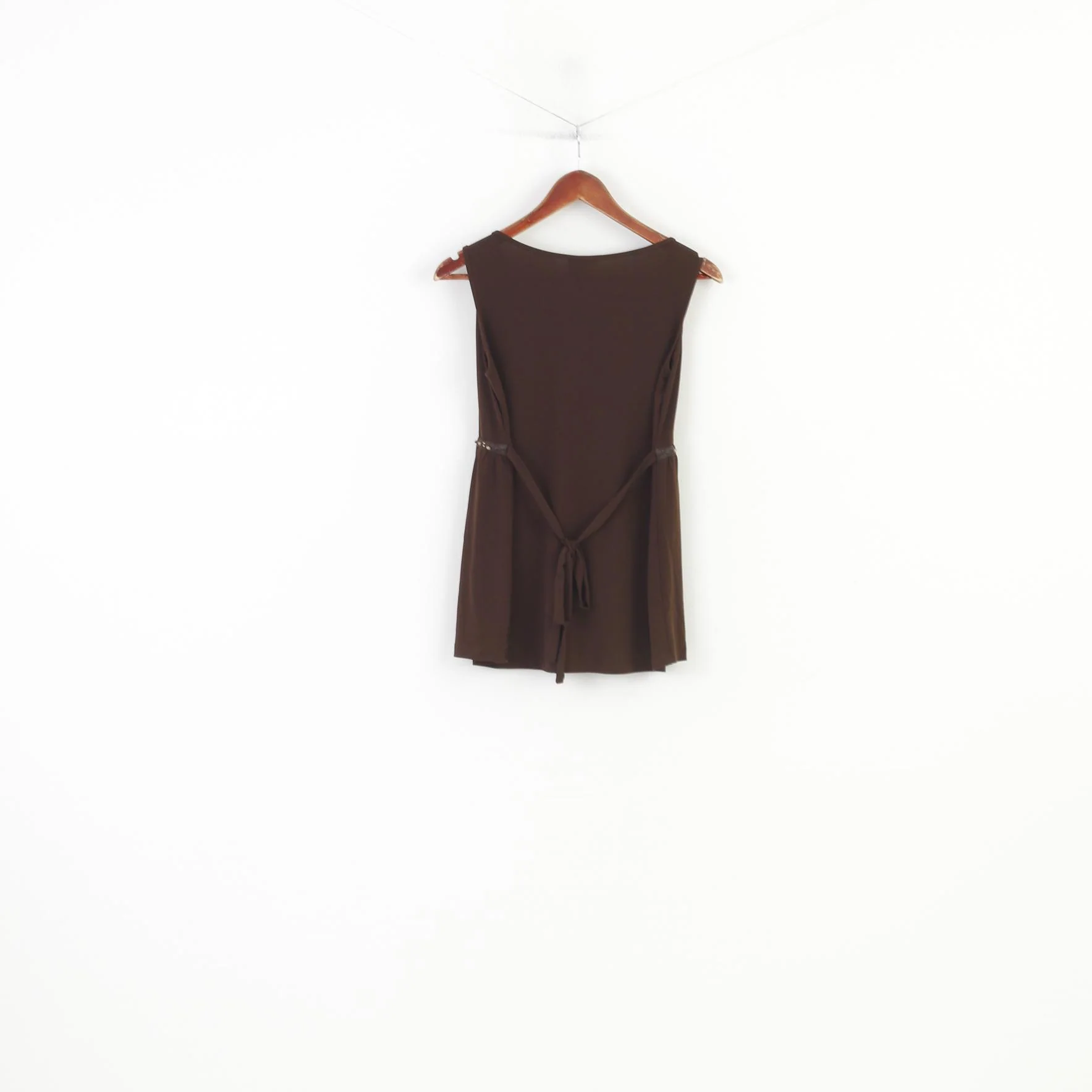 Motherhood Maternity Women M Shirt Brown V Neck Sleeveless Stretch Belt Top - Image 8