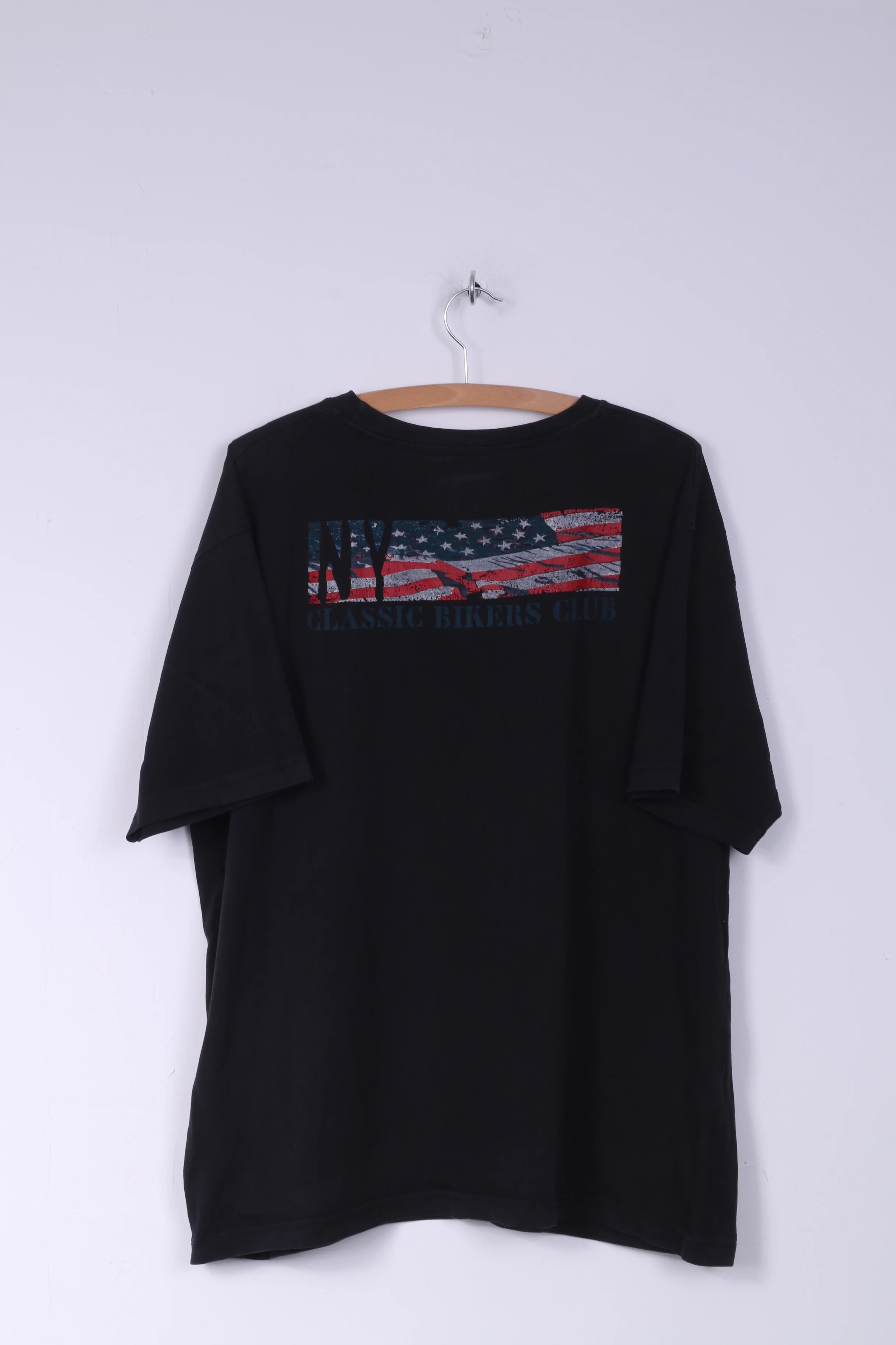 Moto Shop Freedom Mens XL Shirt Graphic Classic Bikers Club Navy Cotton - Image 6