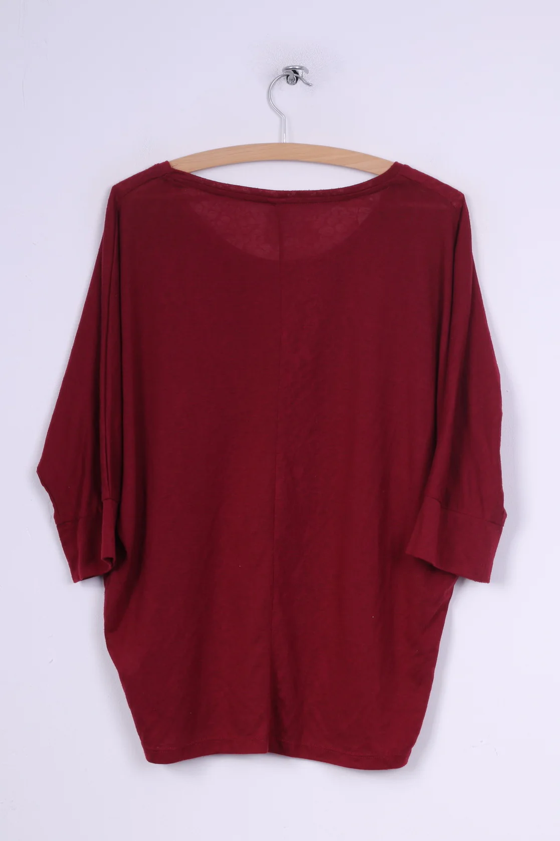Multiblu Womens XL Blouse Graphic Shirt Bat Sleeve Top Crew Neck Burgundy - Image 6