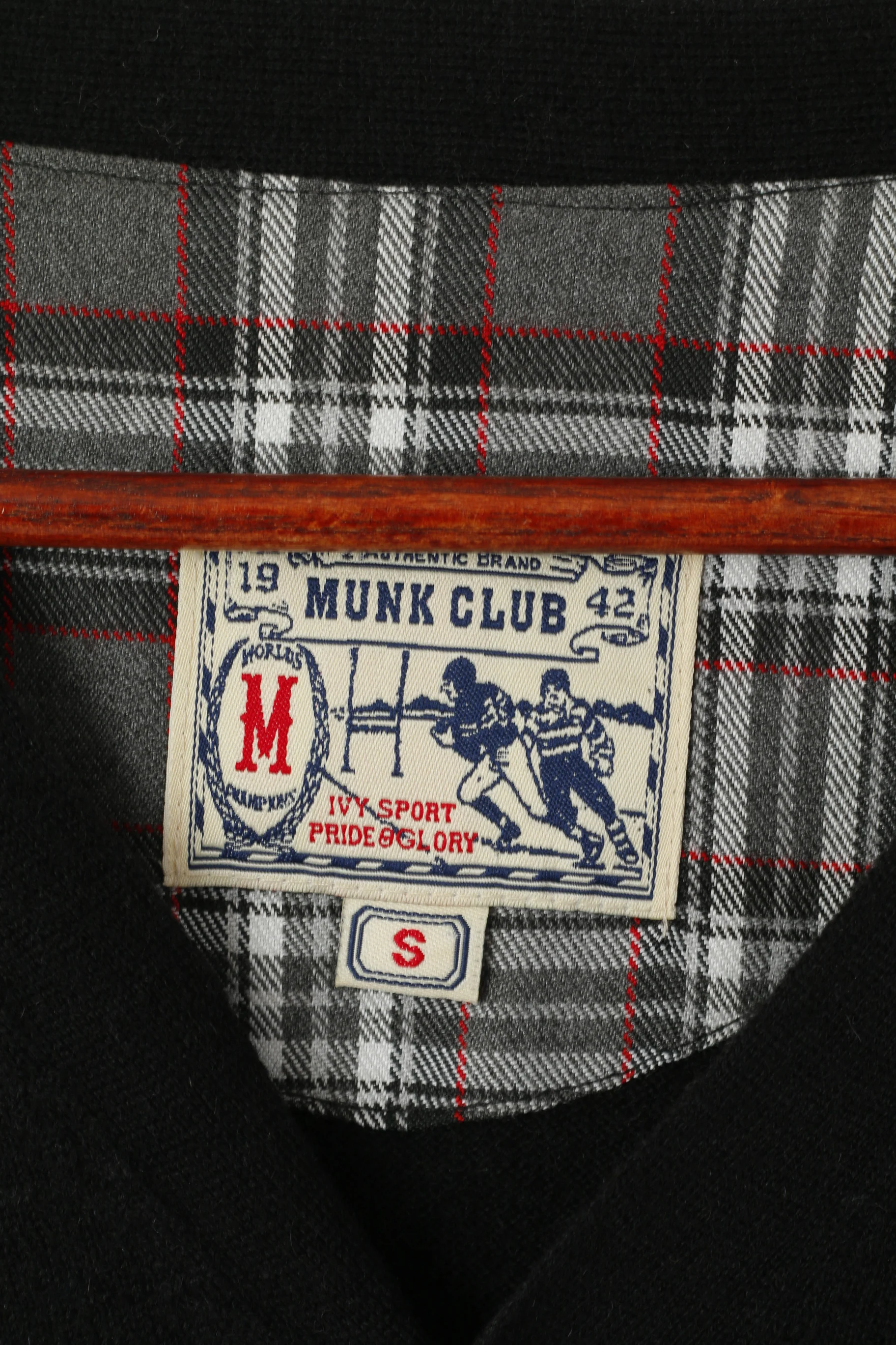 Munk Club Men S Cardigan Black Wool Nylon Blend Rugby Sport Patches Sweater - Image 5
