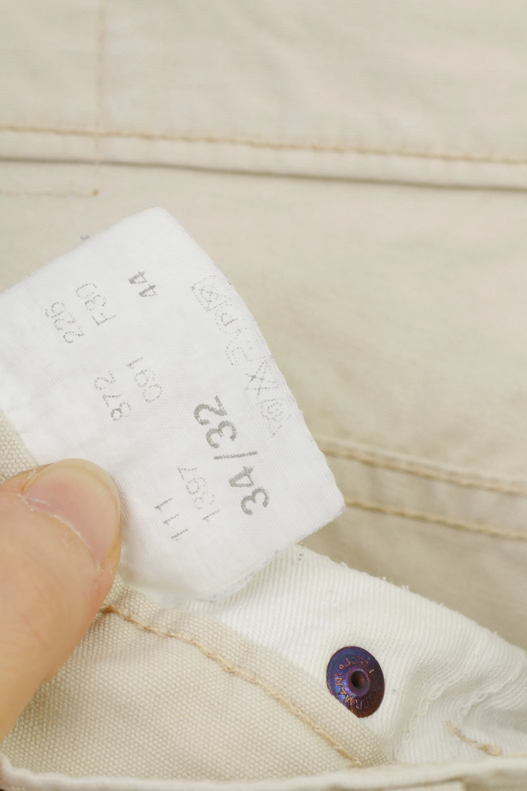 Mustang Men 34 Trousers Beige Jeans Cotton Basic Straight Leg Vintage Pants - Image 4