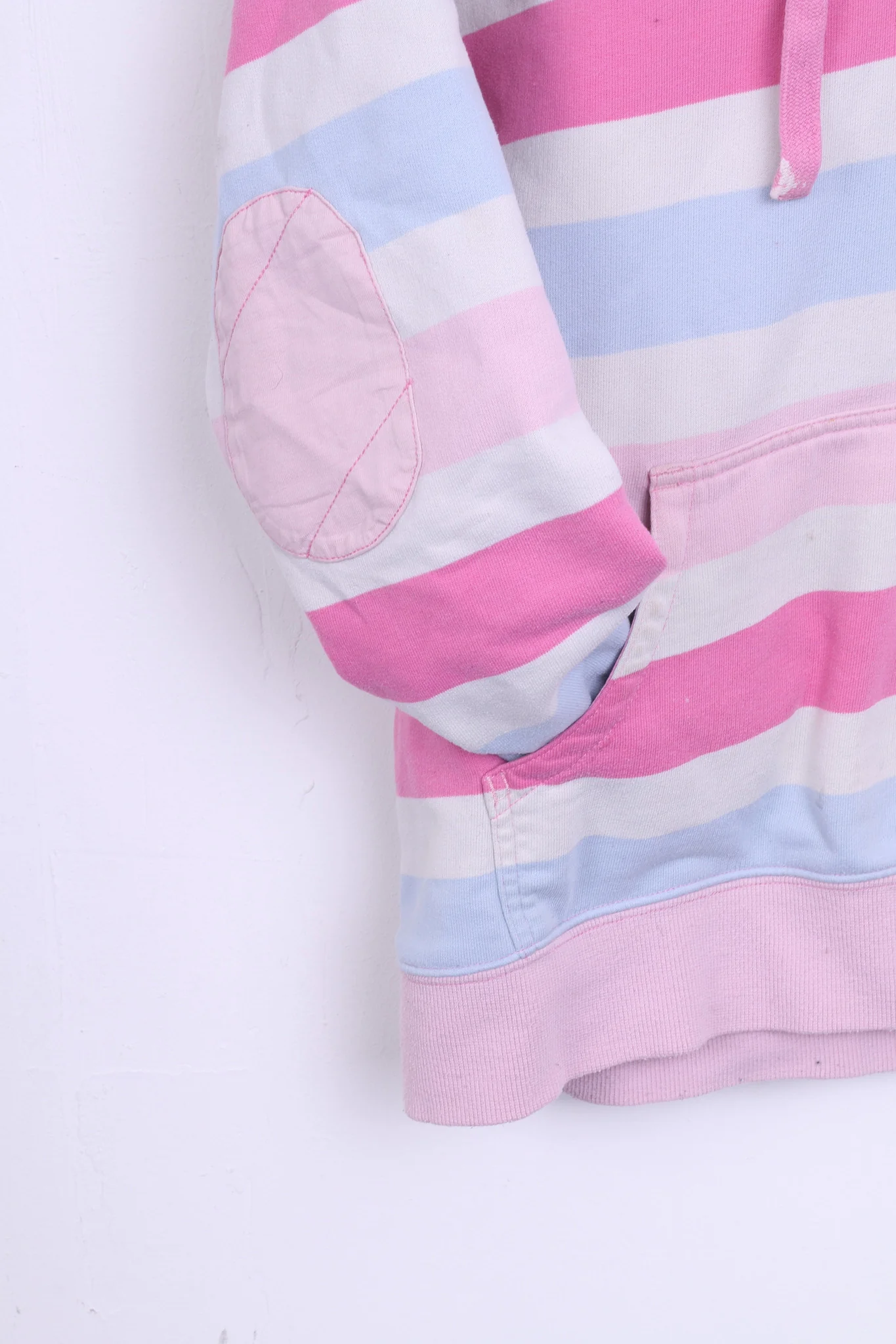 Musto Signature Womens L 42 Jumper Sweatshirt Hood Striped Cotton Pink - Image 3