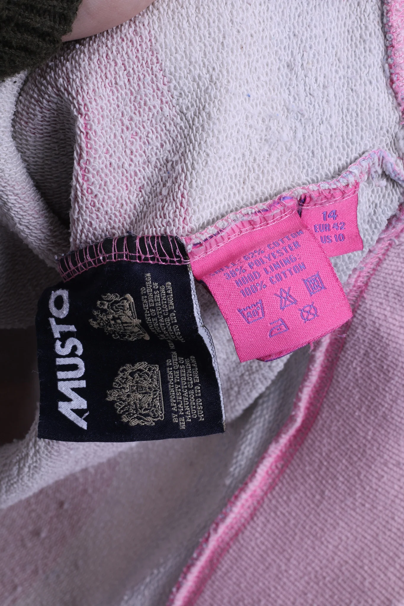 Musto Signature Womens L 42 Jumper Sweatshirt Hood Striped Cotton Pink - Image 6