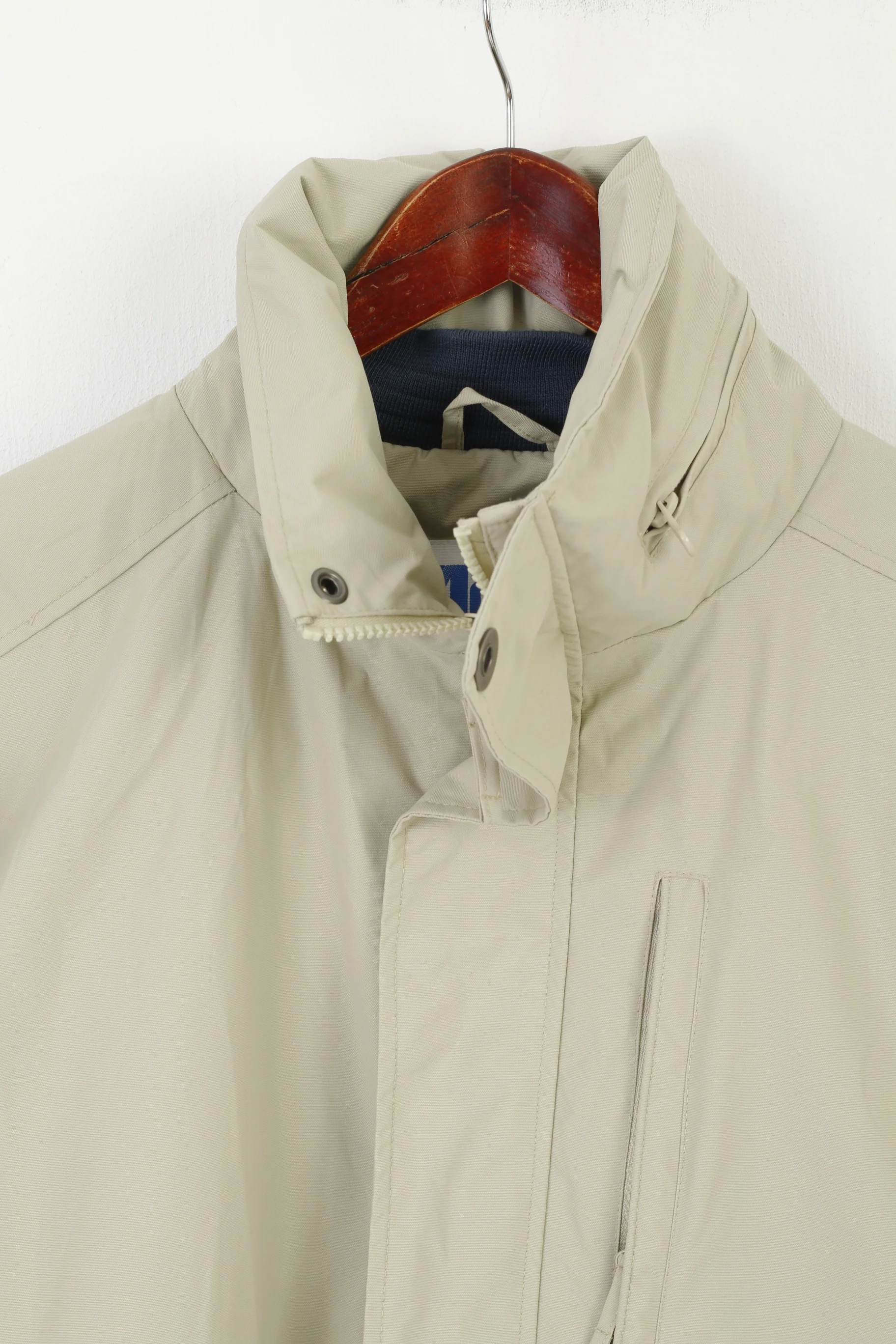 Mywear Active Men XL Jacket Beige Outdoor Nylon Waterproof Hidden Hood Blue Sea Top - Image 2