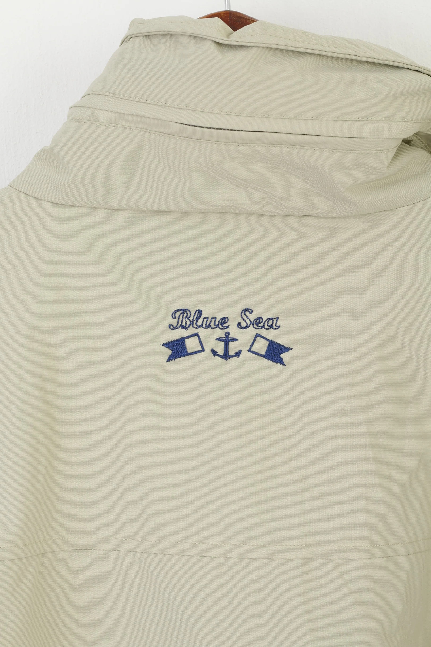 Mywear Active Men XL Jacket Beige Outdoor Nylon Waterproof Hidden Hood Blue Sea Top - Image 7