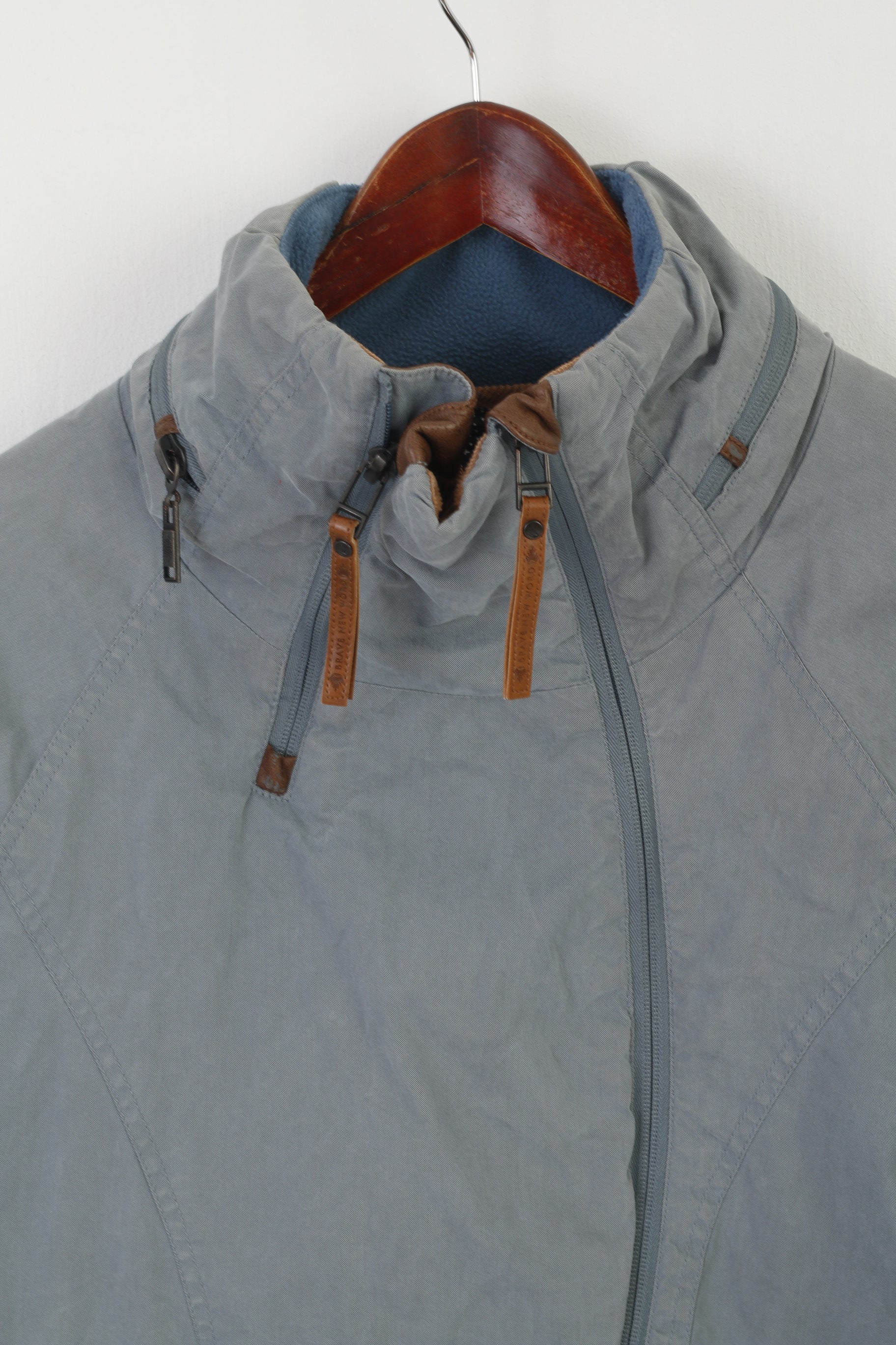 Naketano Women XL Jacket Blue Fadede Cotton Marine Windbreaker Zip Up Top - Image 3